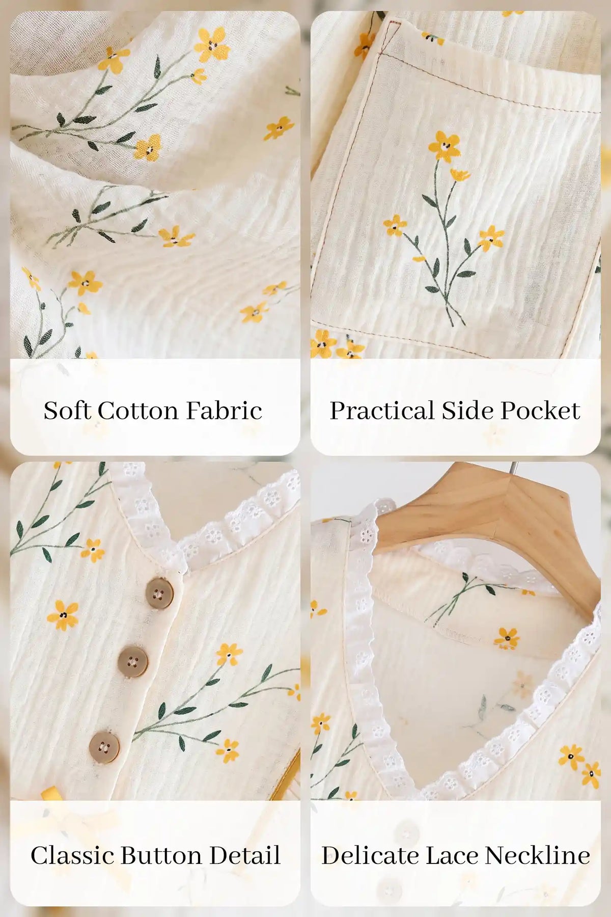 Cotton Gauze Ruffle Maternity Nightgown