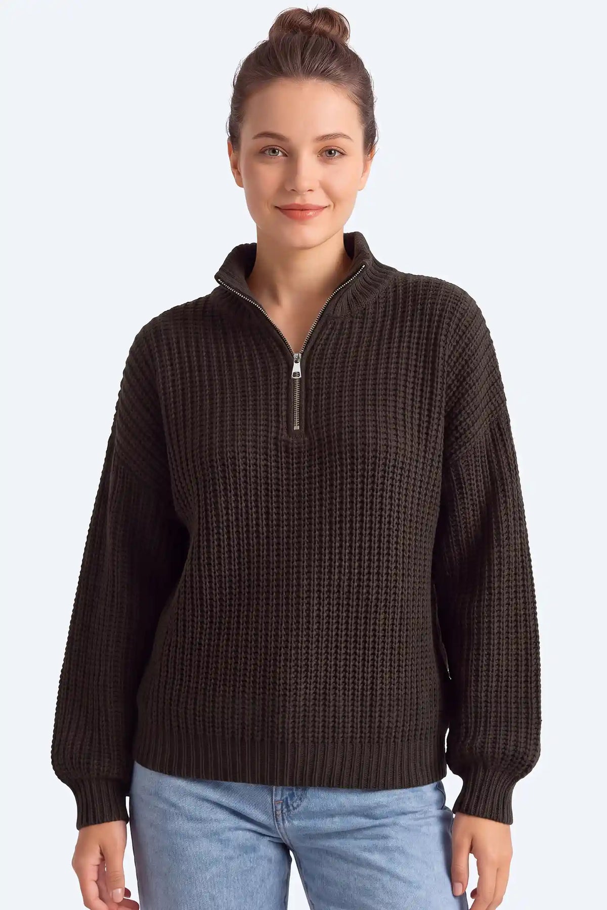 Maternity Quarter-Zip Knit Sweater