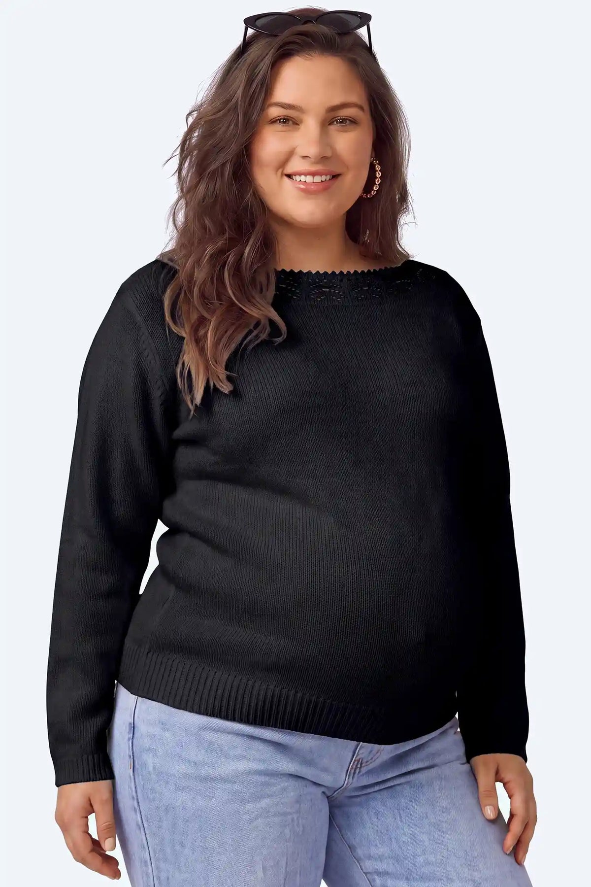 Maternity Open-Work Knit Sweater