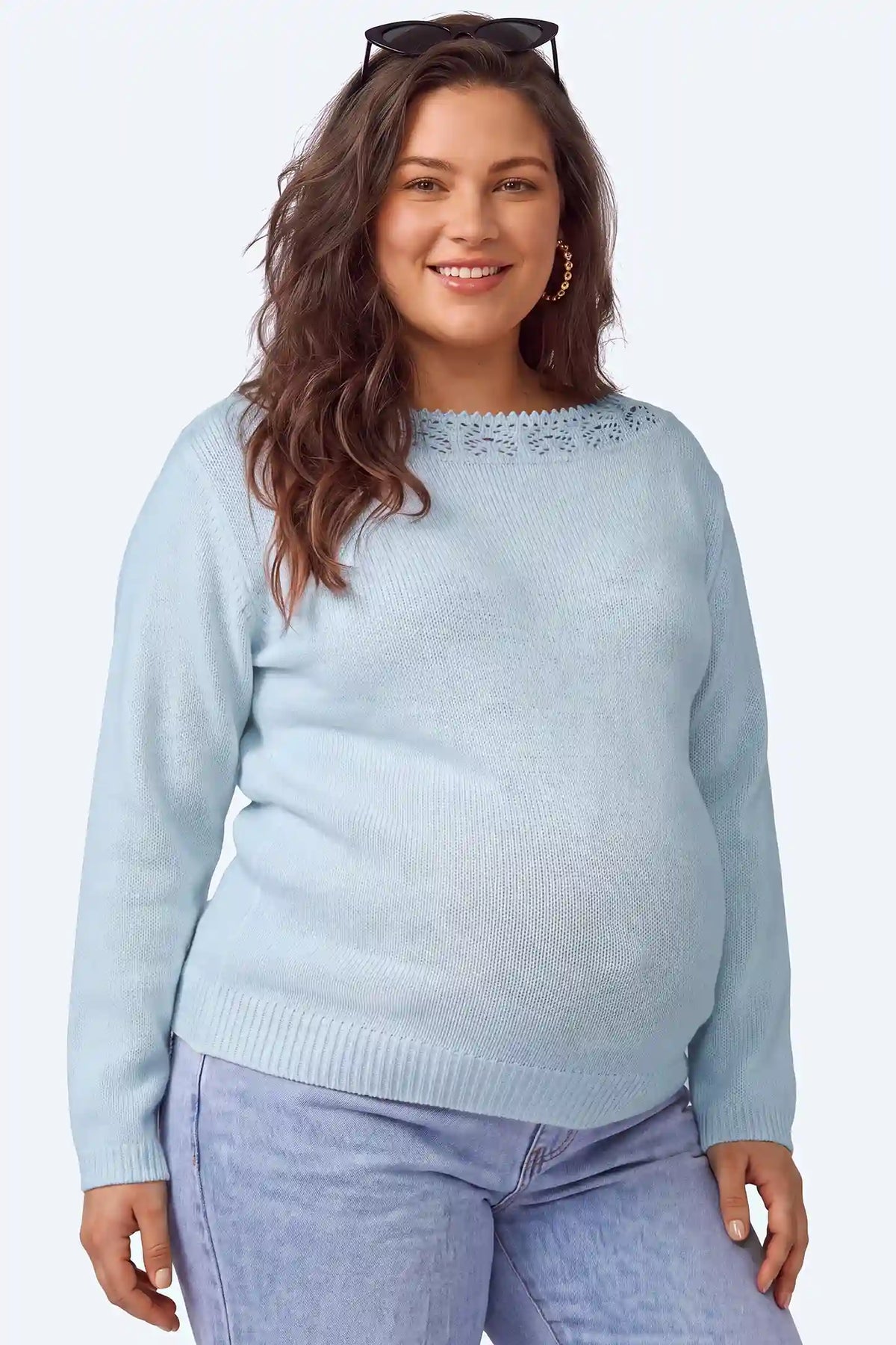 Maternity Open-Work Knit Sweater