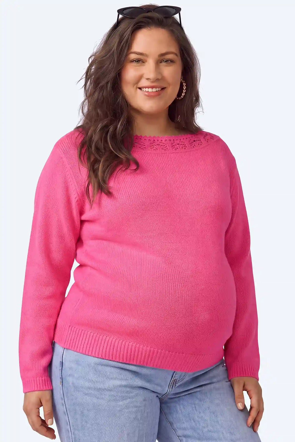 Maternity Open-Work Knit Sweater