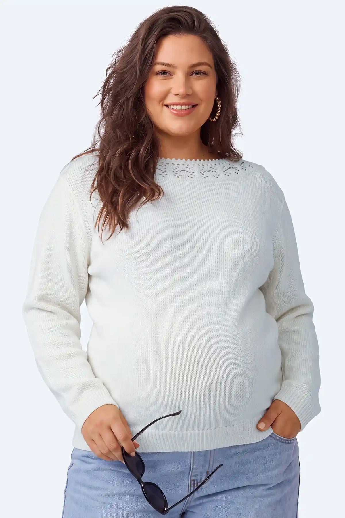 Maternity Open-Work Knit Sweater