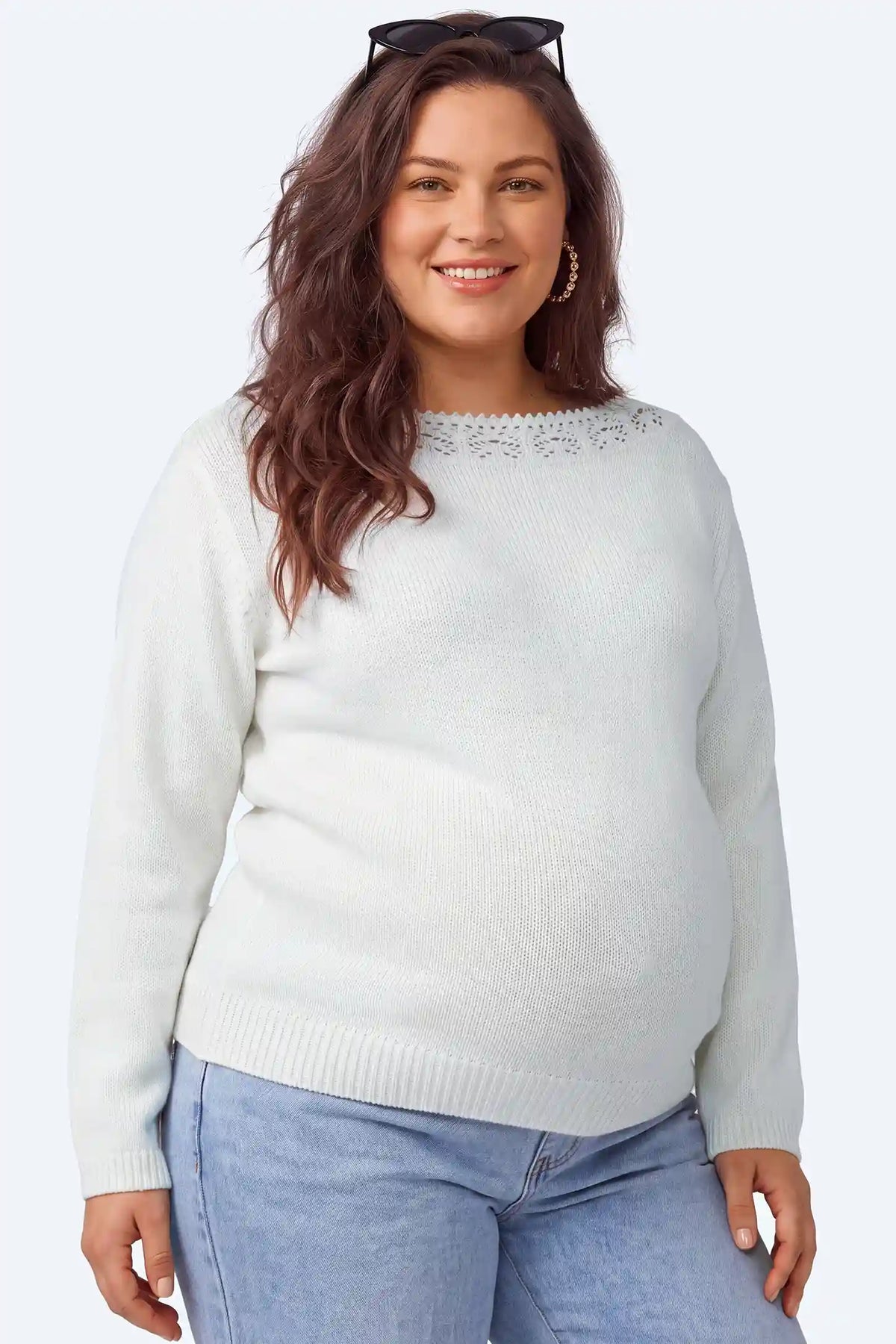 Maternity Open-Work Knit Sweater
