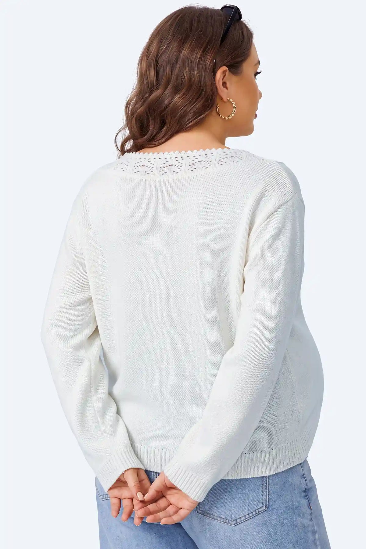 Maternity Open-Work Knit Sweater