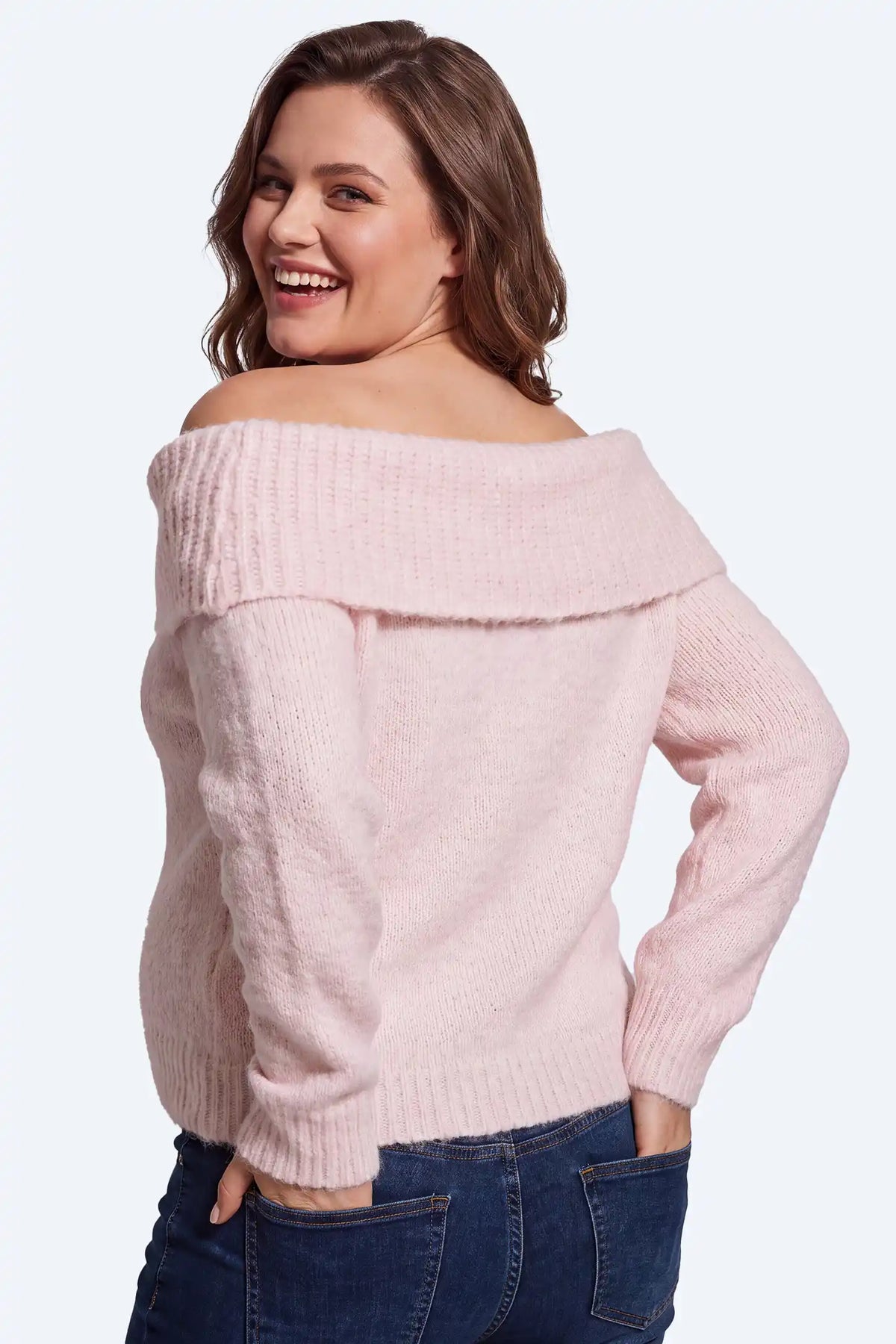Maternity Off-The-Shoulder Fold-Over Knit Sweater