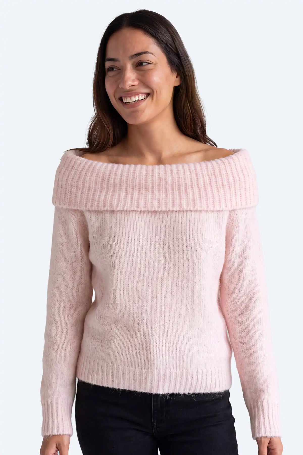 Maternity Off-The-Shoulder Fold-Over Knit Sweater
