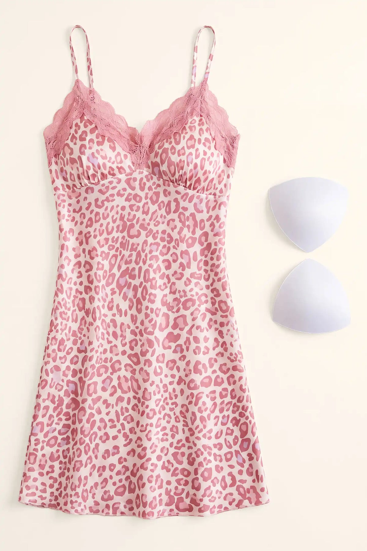 Pink Leopard Lace-Trim Maternity Slip Dress