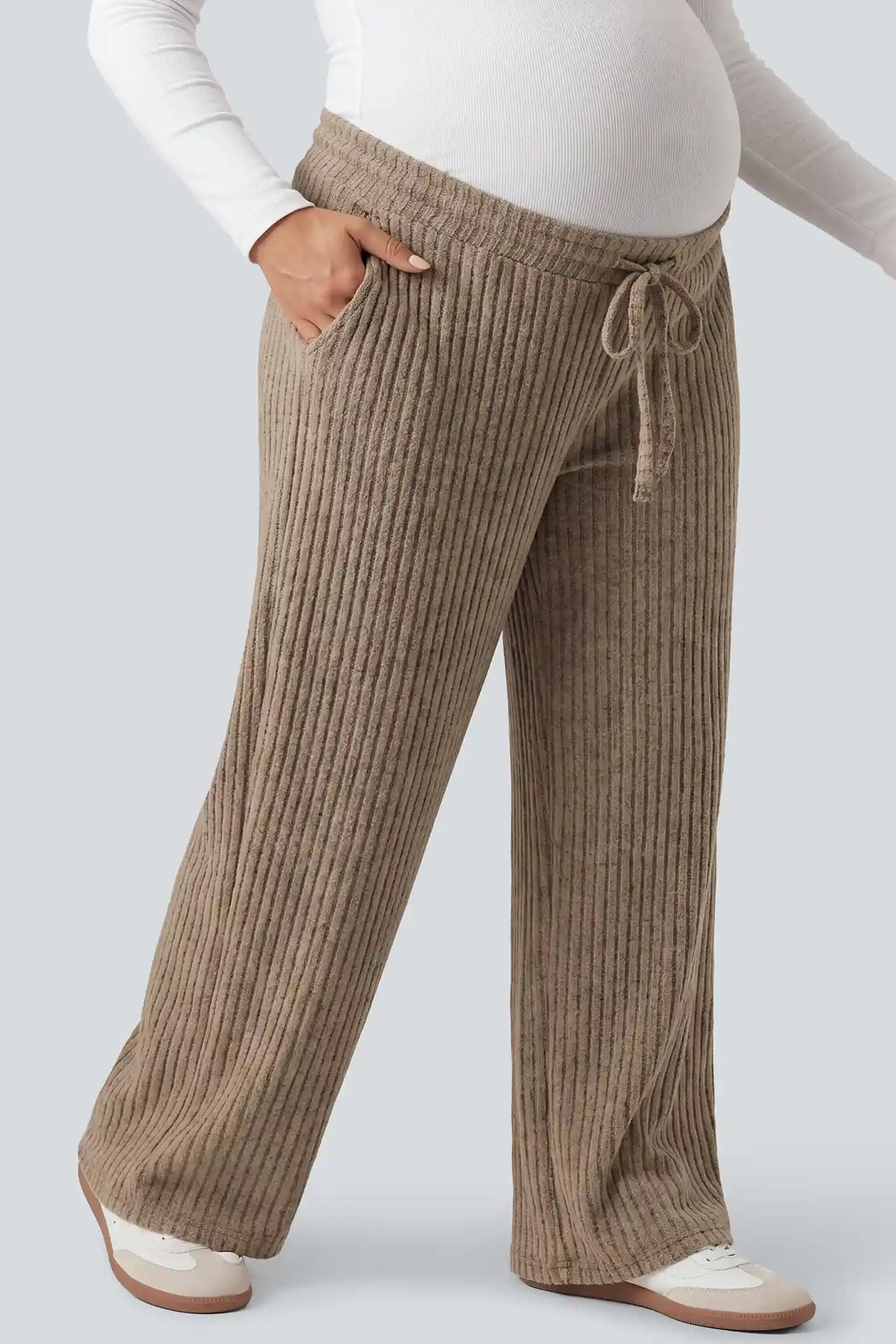 Maternity Wide-Leg Ribbed Lounge Pants