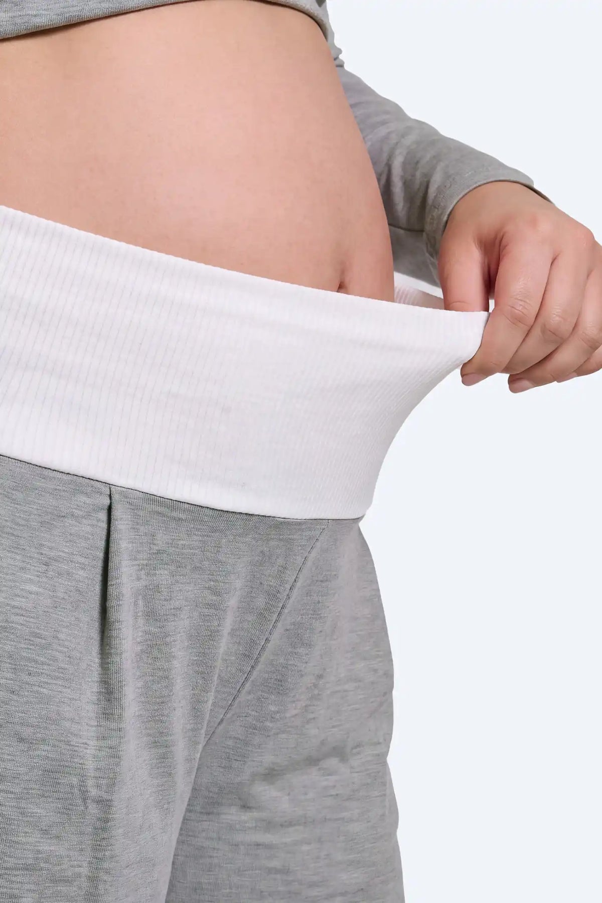 Maternity Fold-Over Wide-Leg Casual Pants