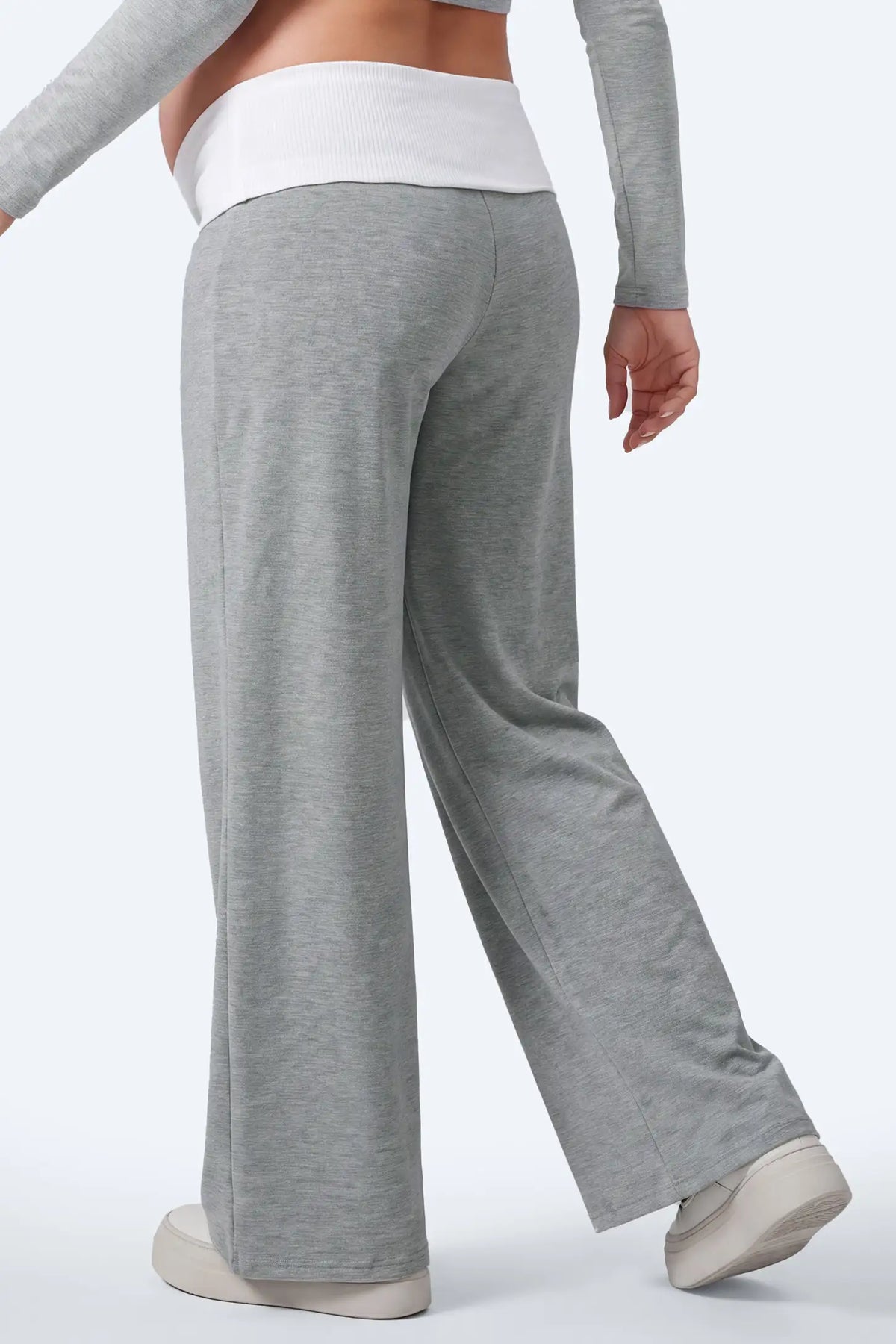 Maternity Fold-Over Wide-Leg Casual Pants