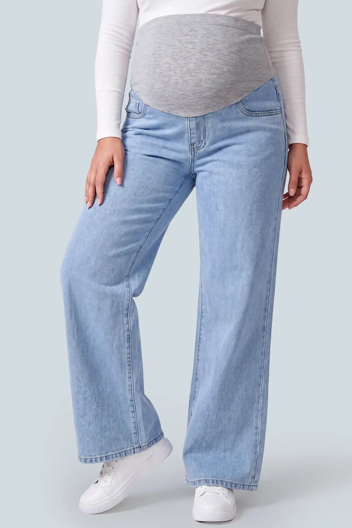 Maternity Over-The-Bump Wide-Leg Denim Jeans
