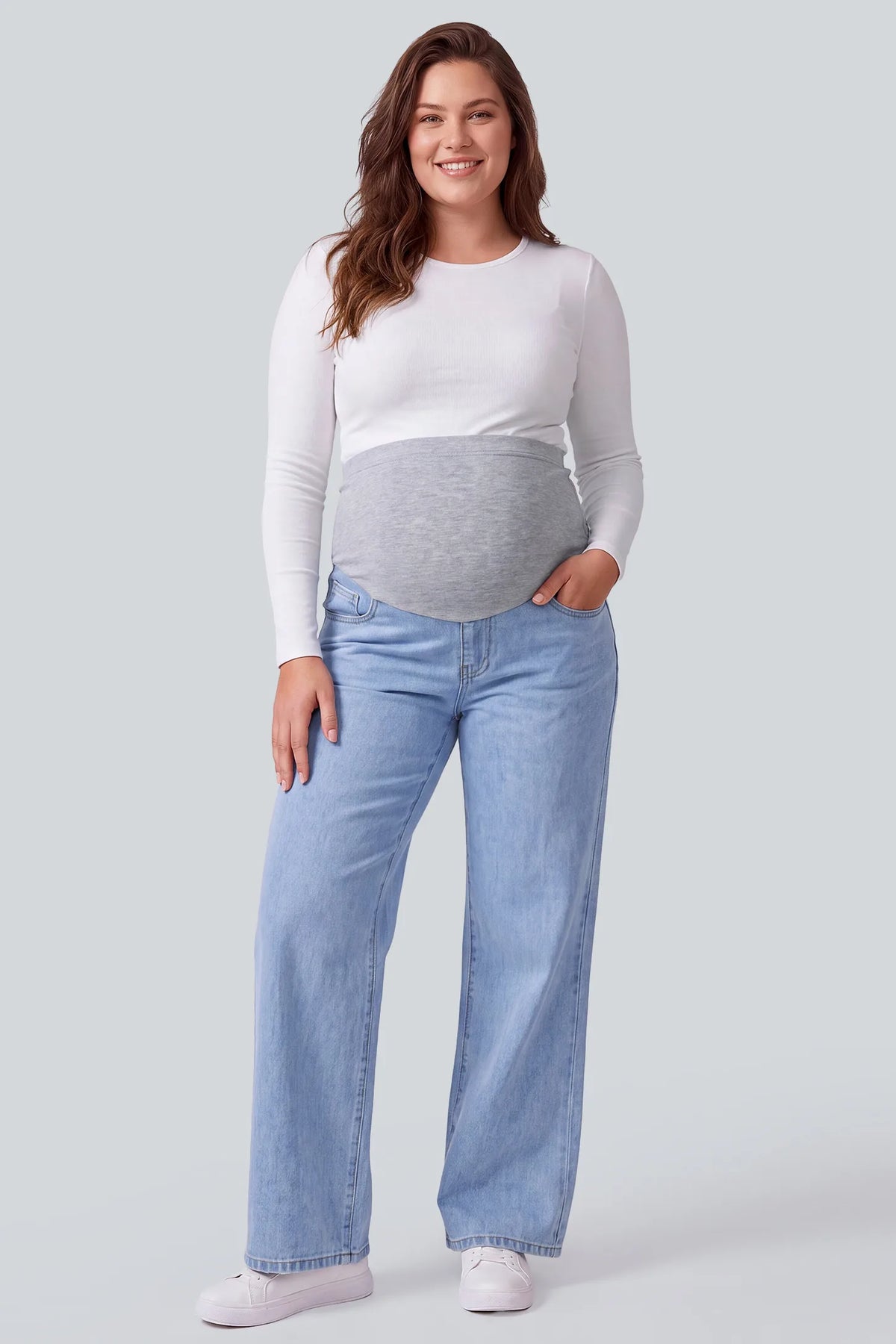 Maternity Over-The-Bump Wide-Leg Denim Jeans