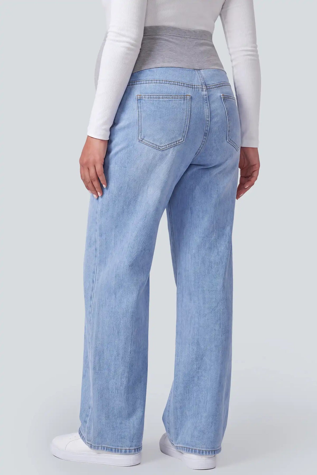 Maternity Over-The-Bump Wide-Leg Denim Jeans