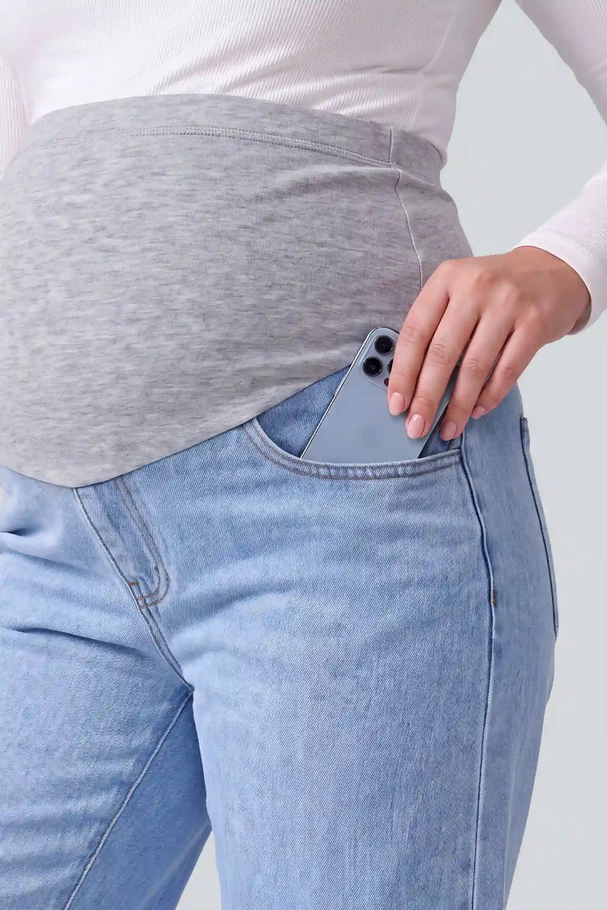 Maternity Over-The-Bump Wide-Leg Denim Jeans