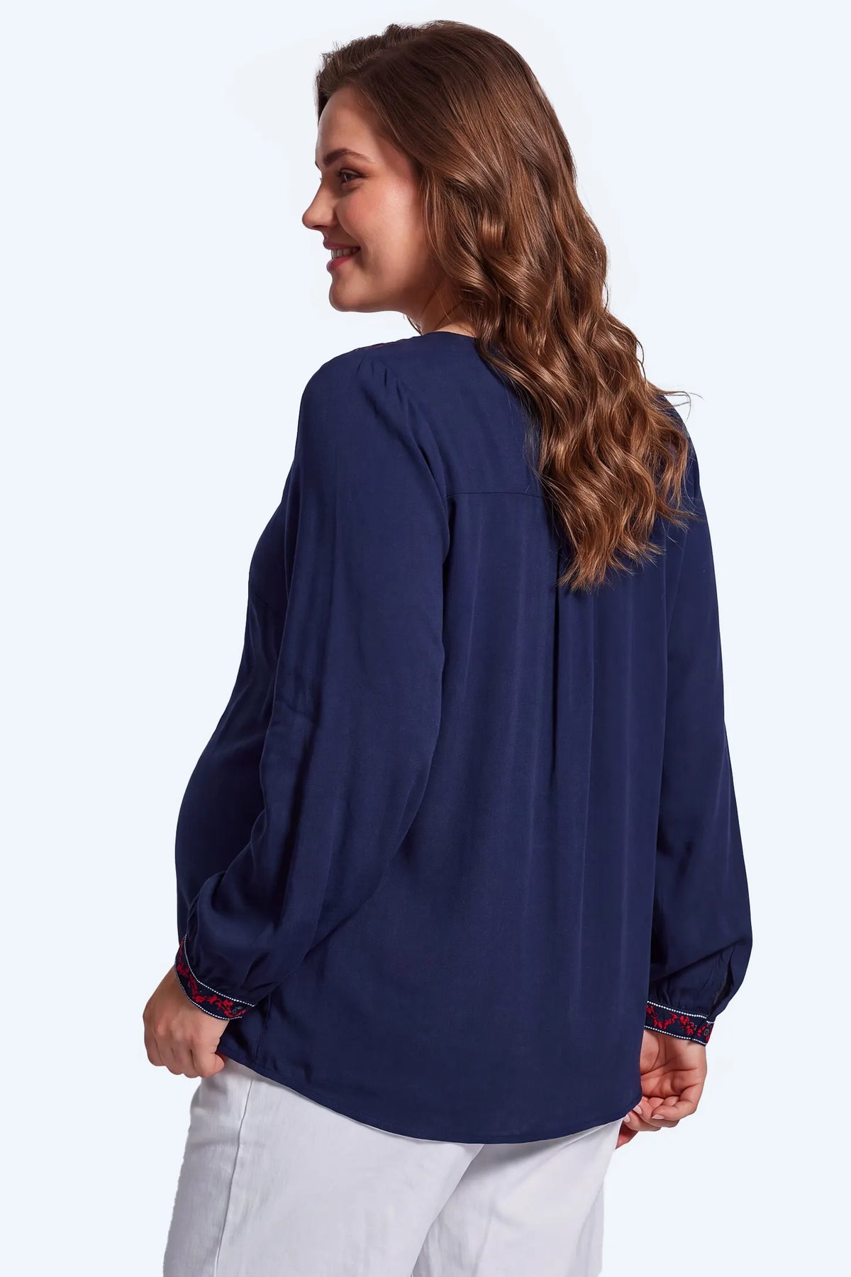 Embroidered Boho V-Neck Maternity Blouse