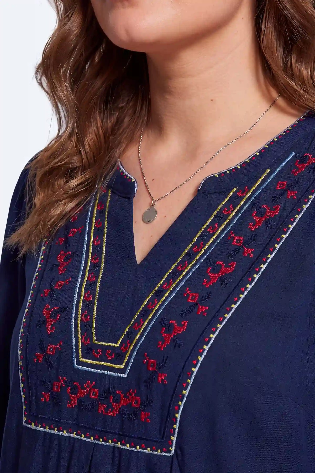 Embroidered Boho V-Neck Maternity Blouse
