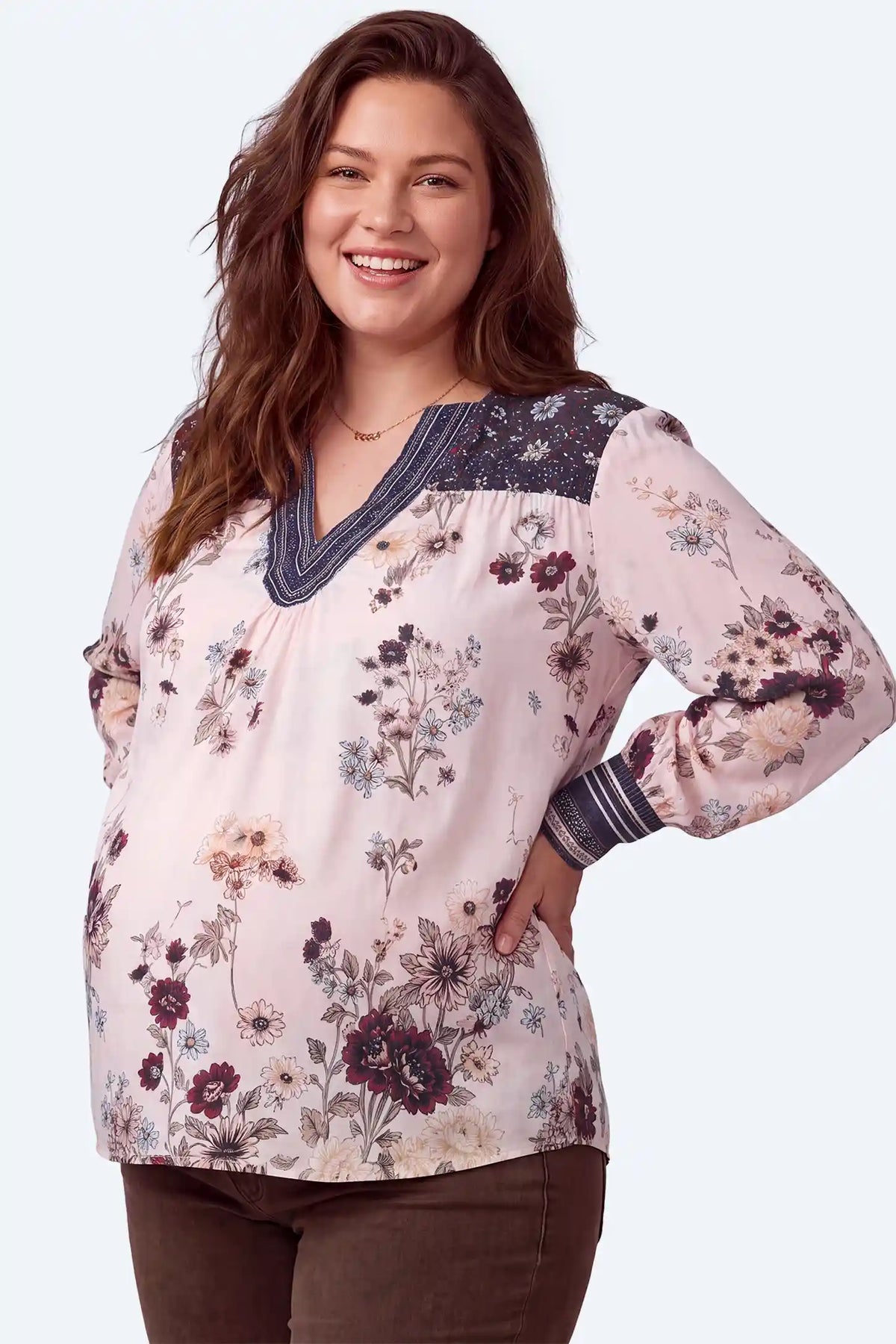 Floral Print Boho V-Neck Maternity Blouse