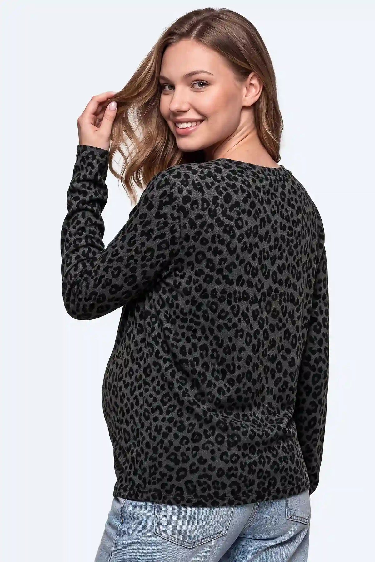 Leopard Print Long Sleeve Maternity Tee