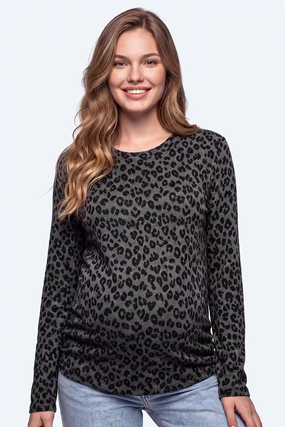 Leopard Print Long Sleeve Maternity Tee