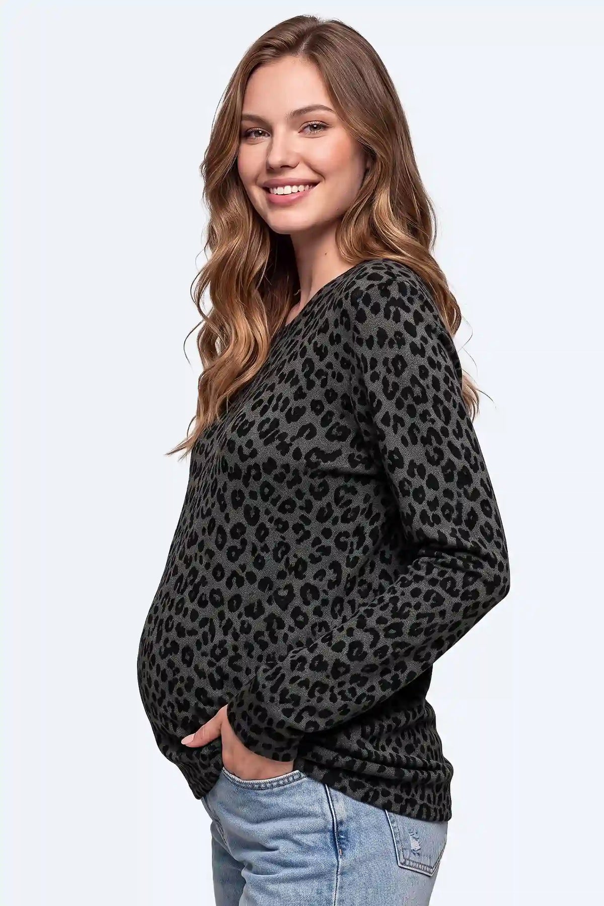 Leopard Print Long Sleeve Maternity Tee