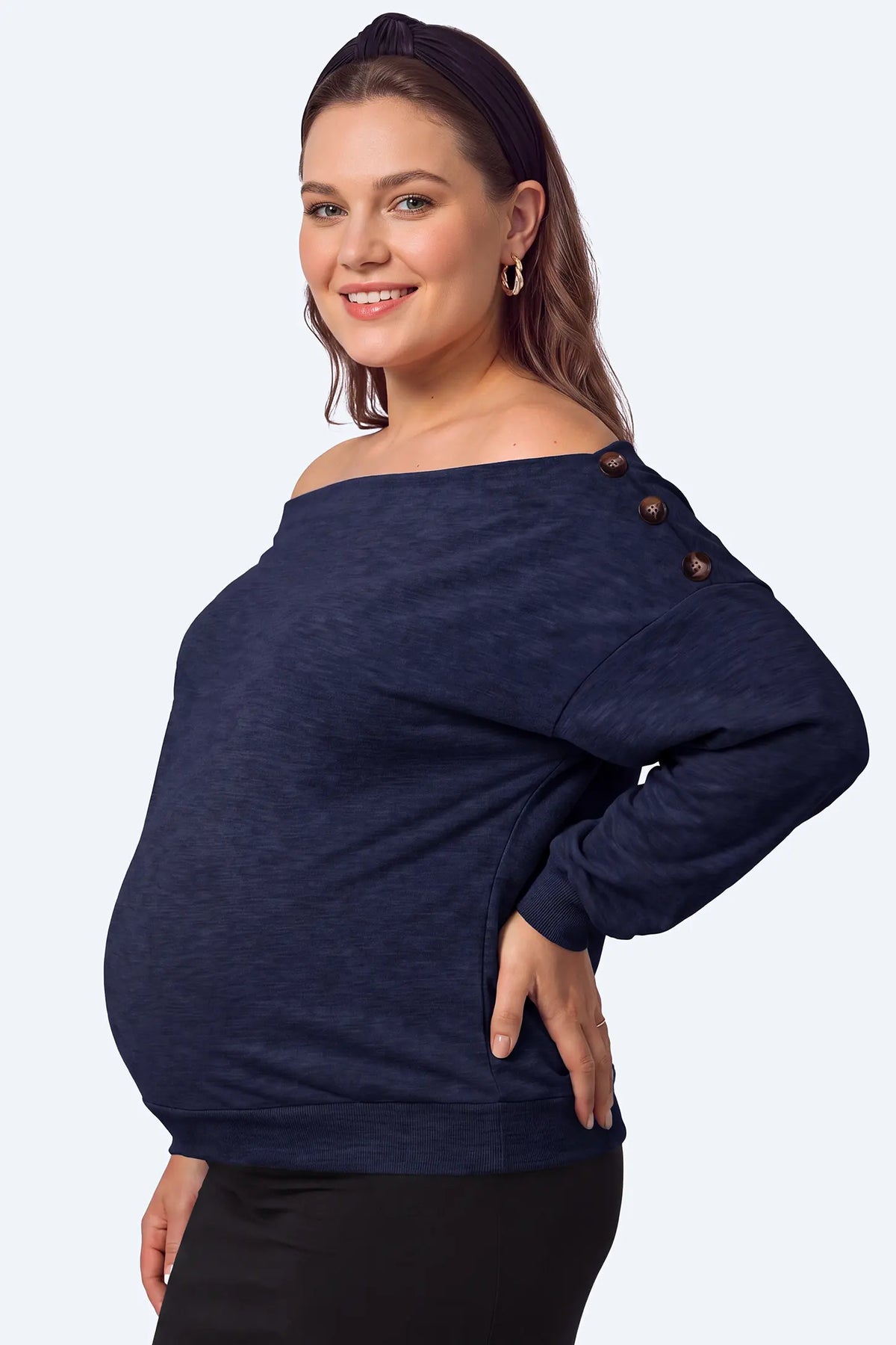 Off-The-Shoulder Slouchy Maternity Sweatshirt