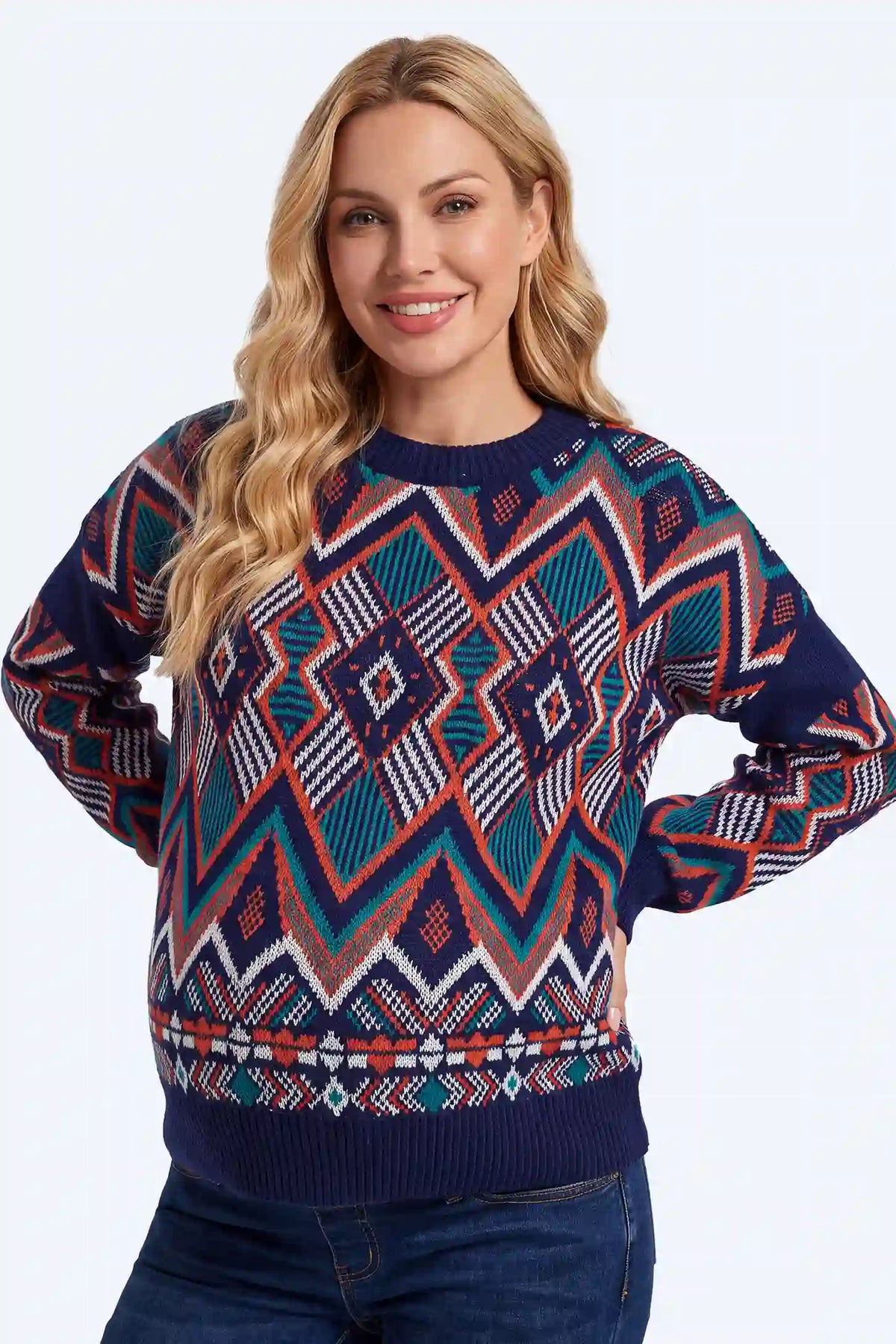Southwestern Geometric Knit Maternity Sweater