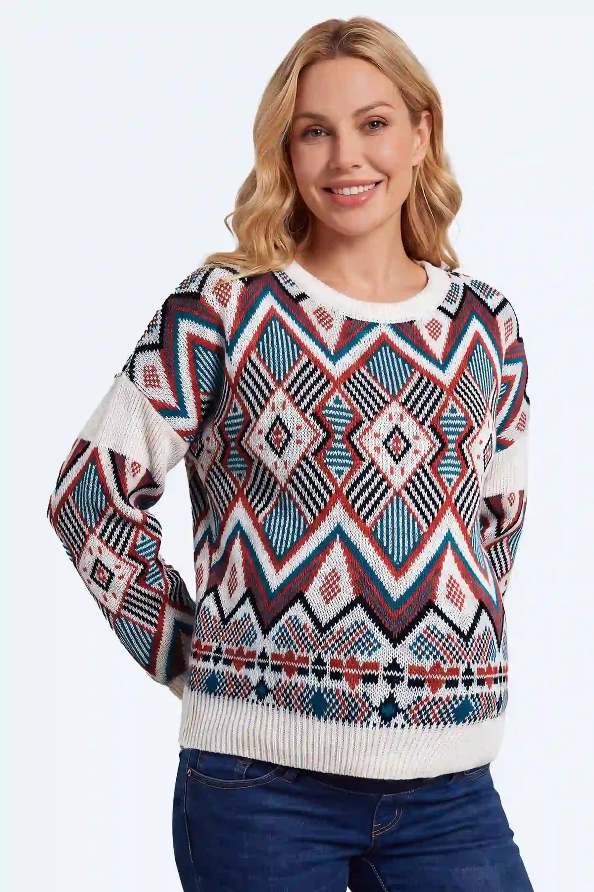 Southwestern Geometric Knit Maternity Sweater