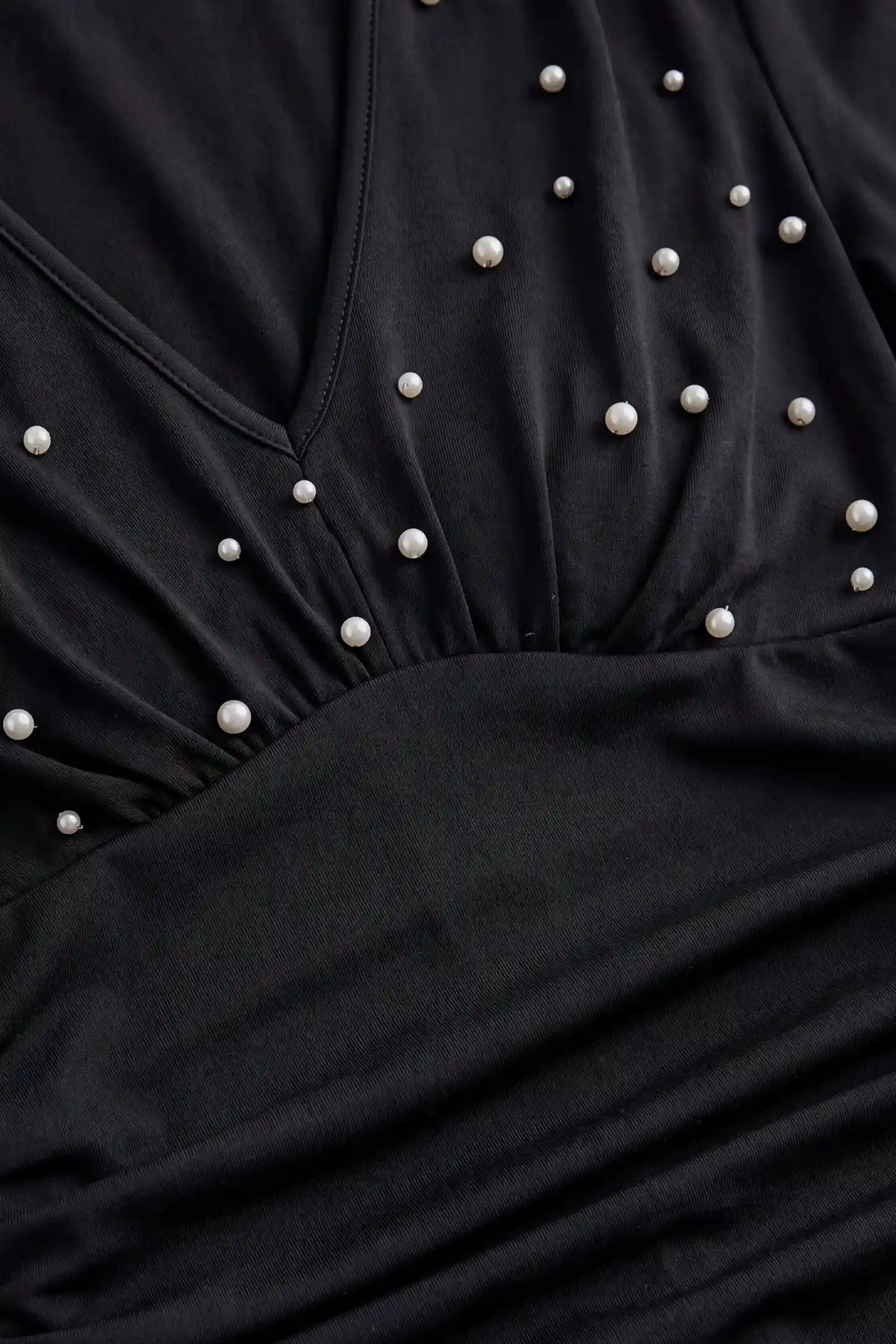 Maternity Pearl Beaded V-Neck Long Sleeve Top