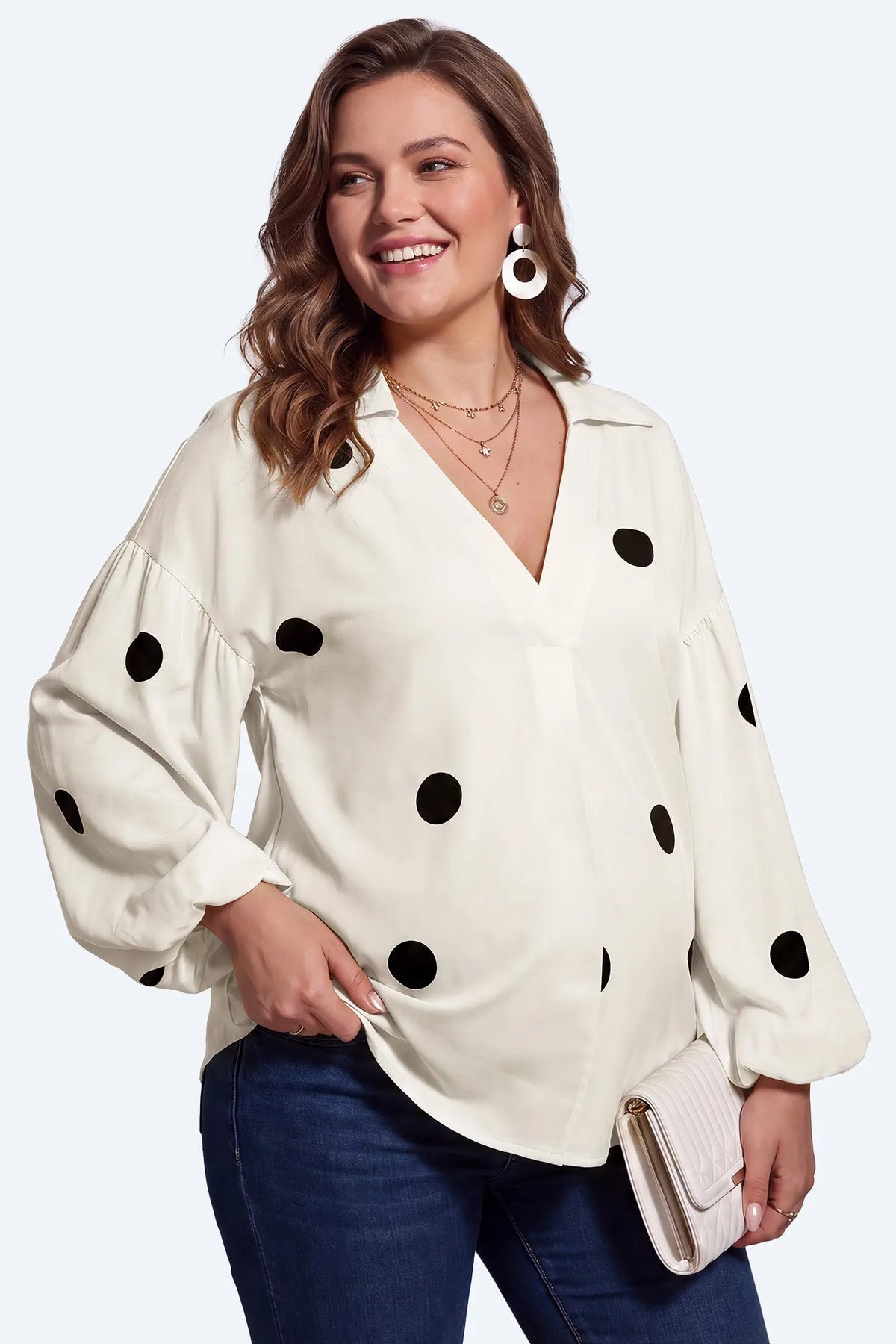 Maternity Polka Dot V-Neck Blouse