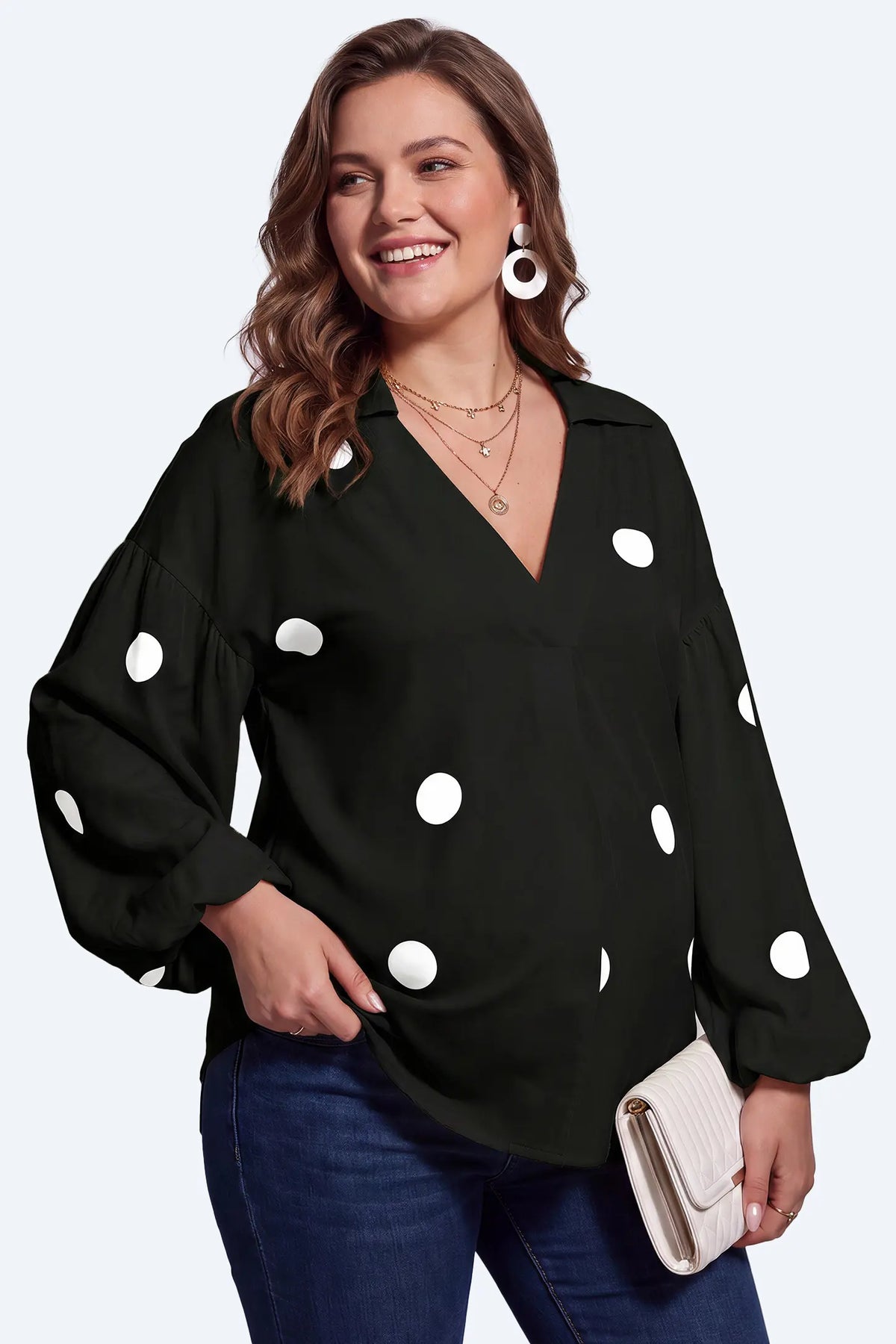 Maternity Polka Dot V-Neck Blouse