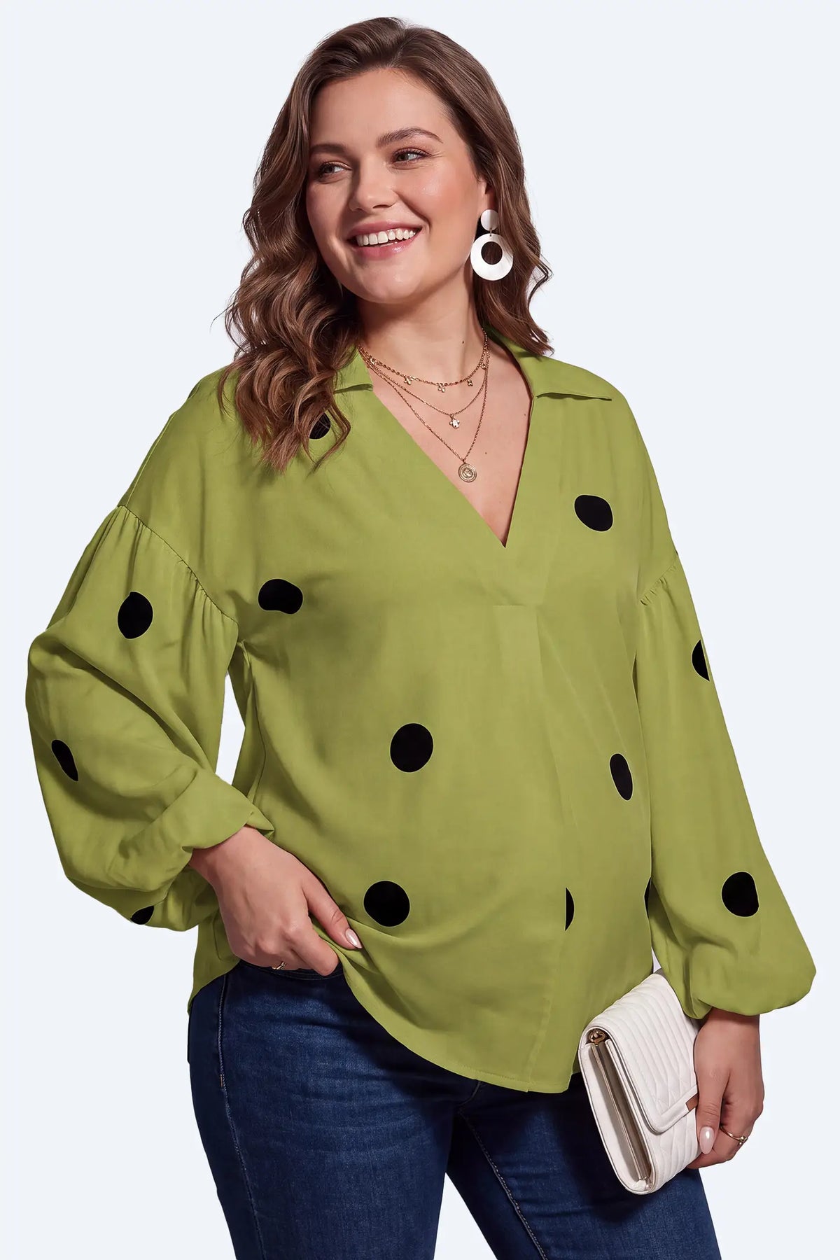 Maternity Polka Dot V-Neck Blouse