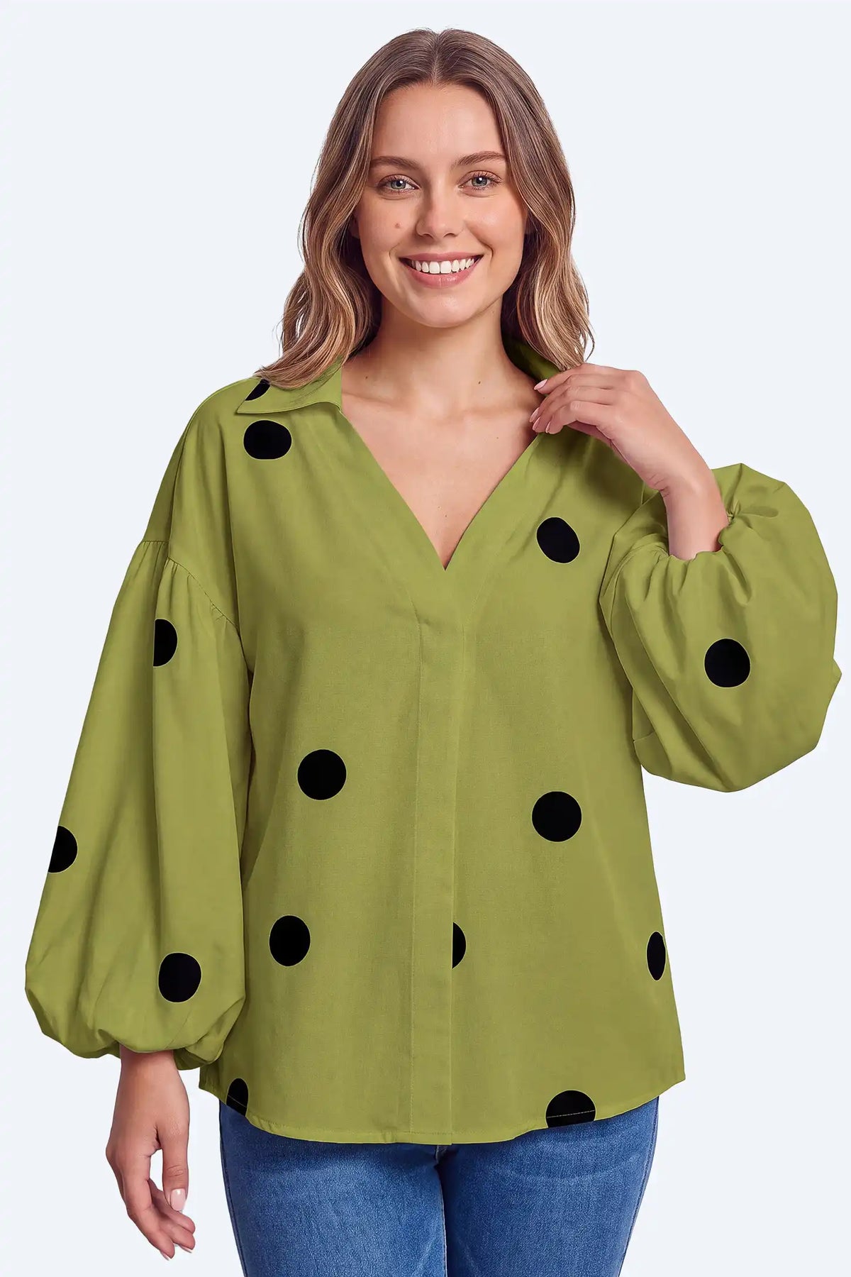 Maternity Polka Dot V-Neck Blouse