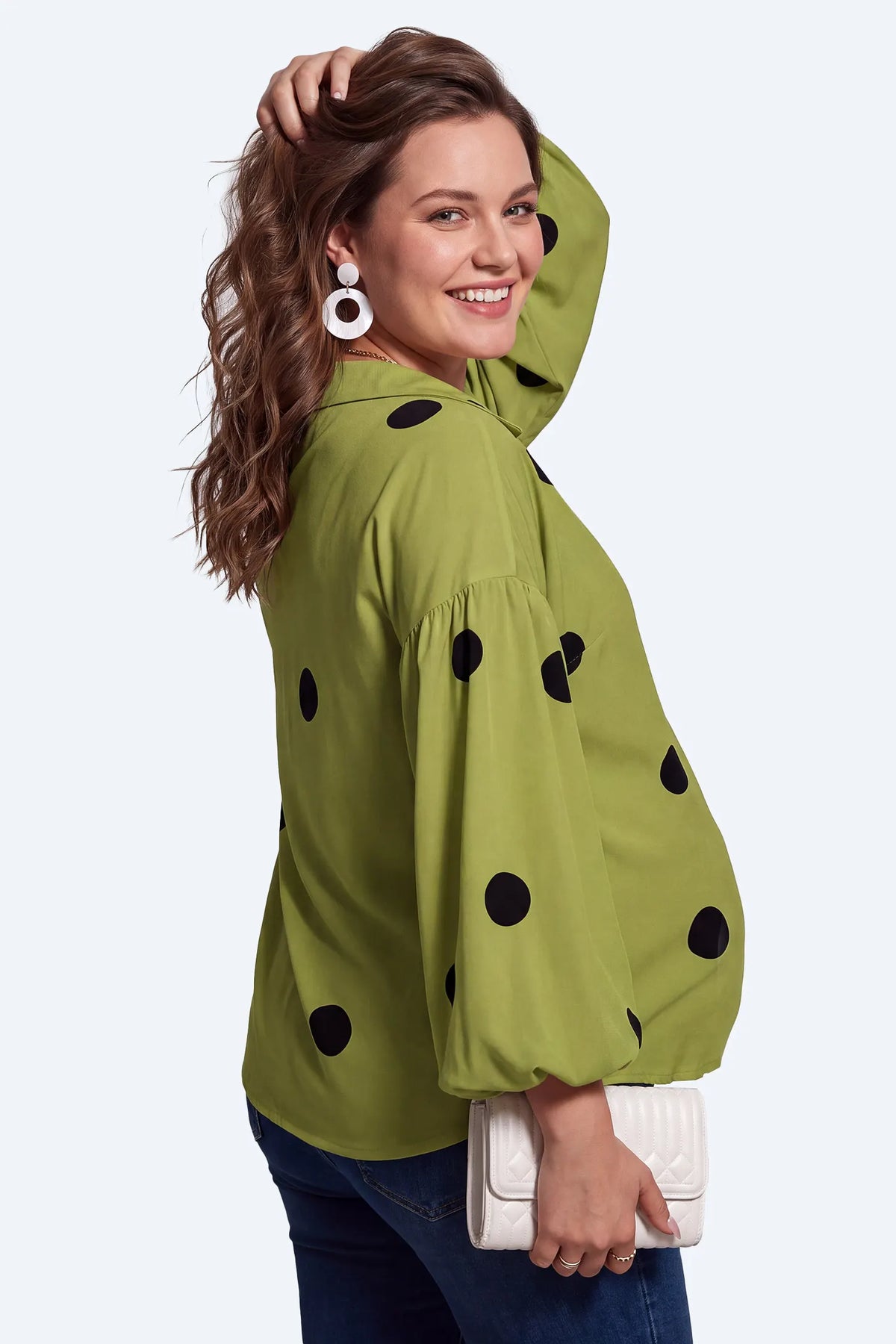Maternity Polka Dot V-Neck Blouse