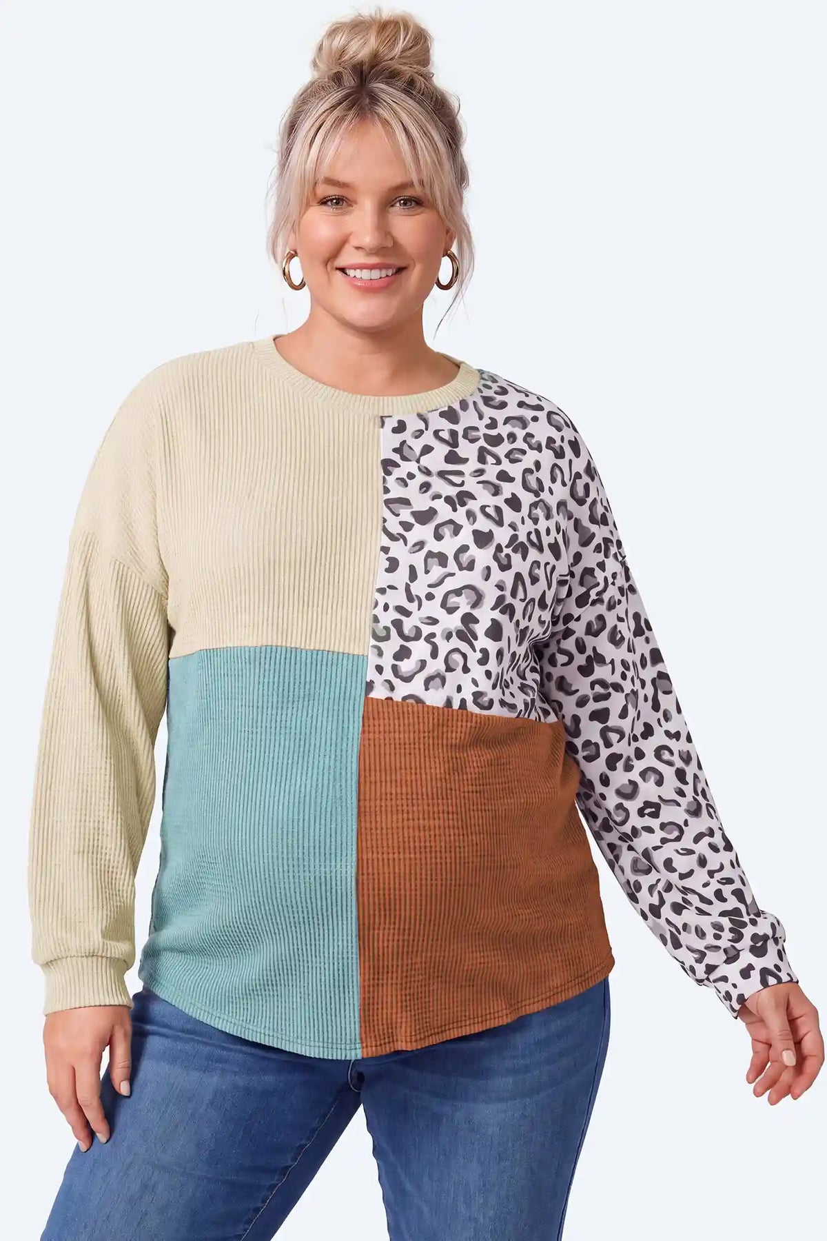 Leopard Patchwork Maternity Sweater