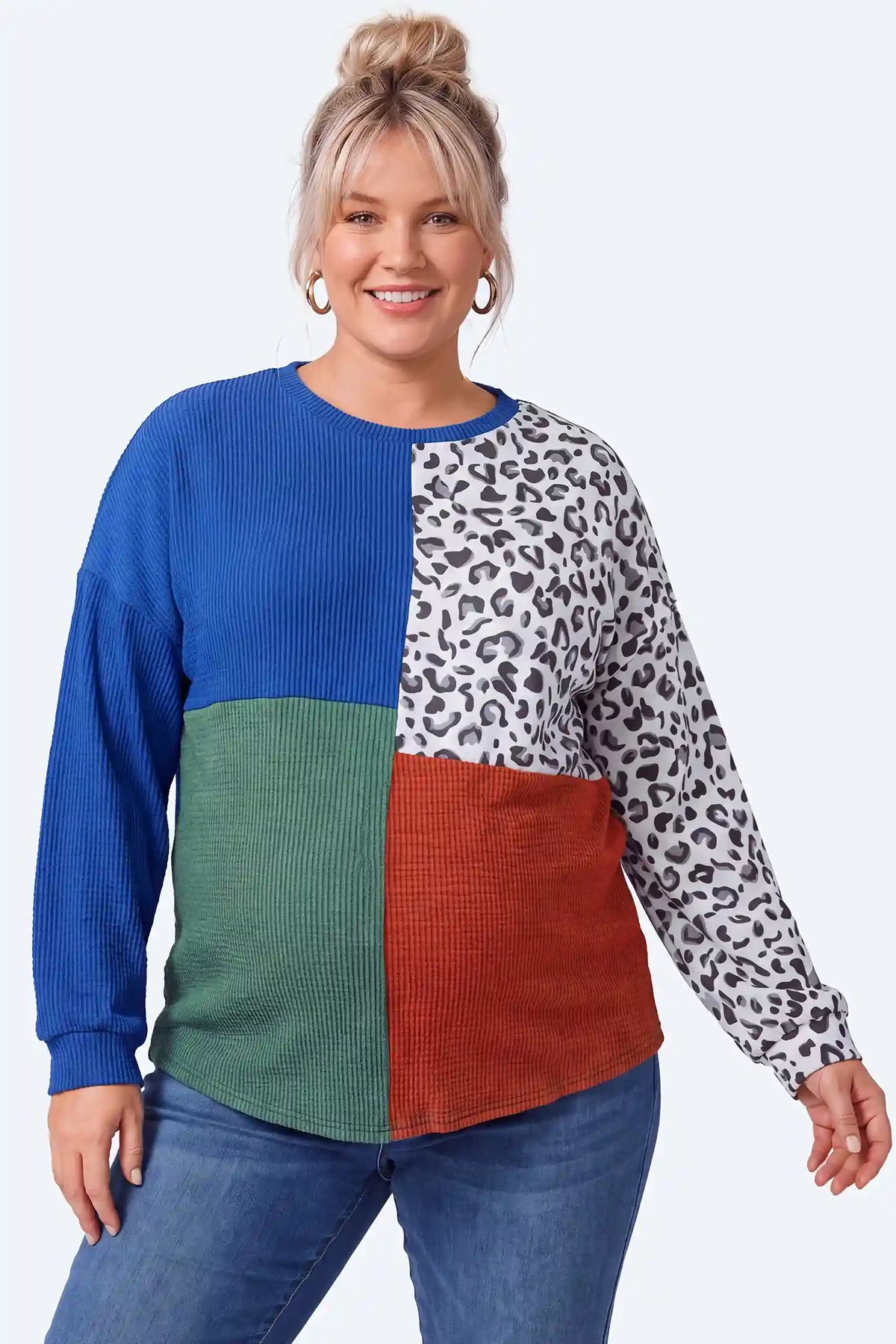 Leopard Patchwork Maternity Sweater