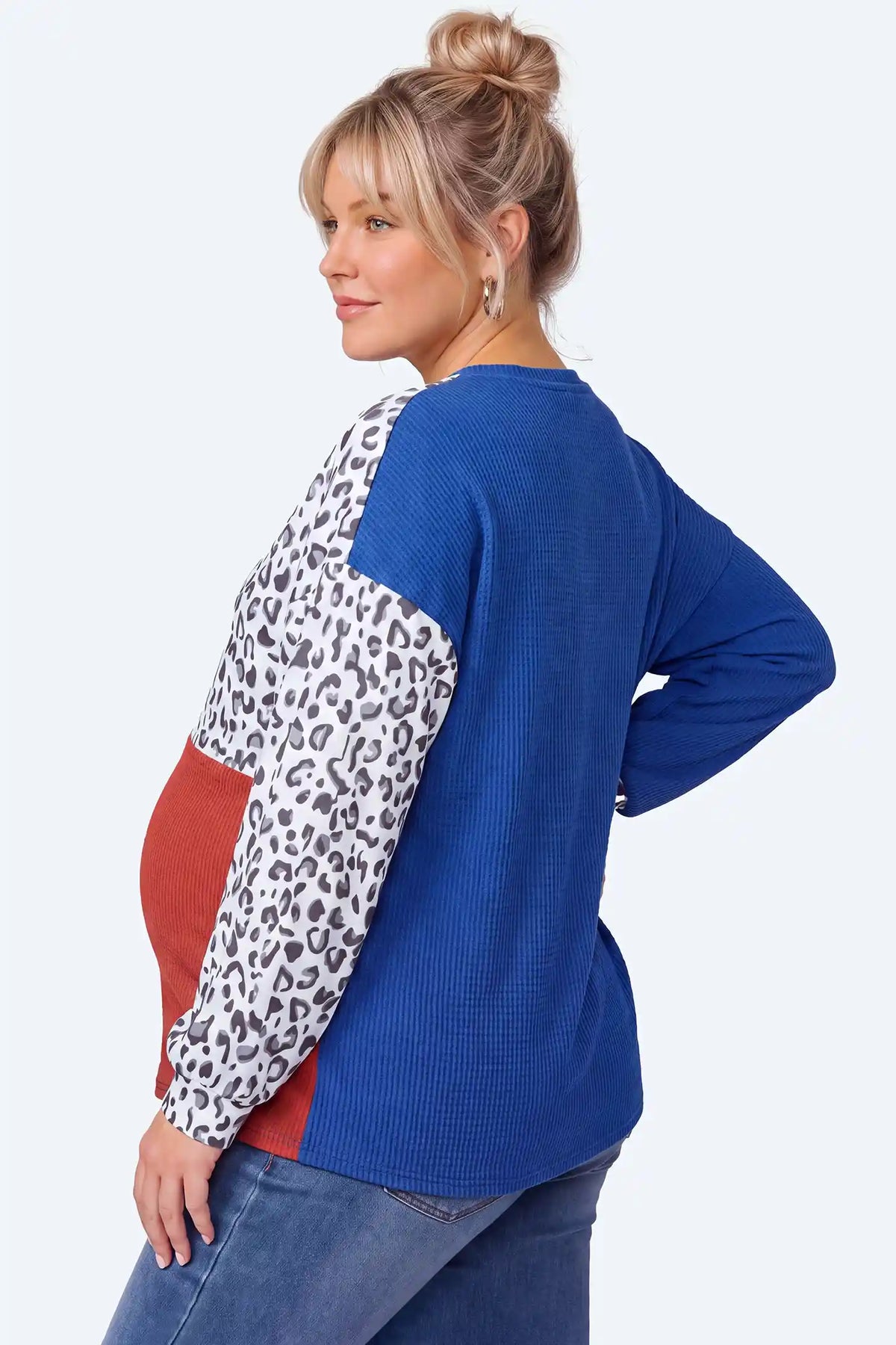 Leopard Patchwork Maternity Sweater