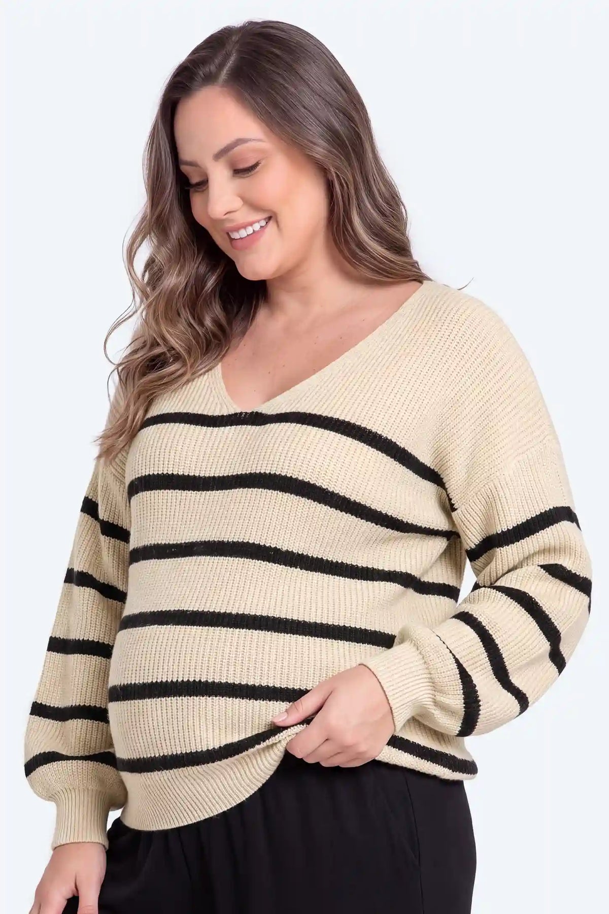 Striped Bow-Back Maternity Sweater