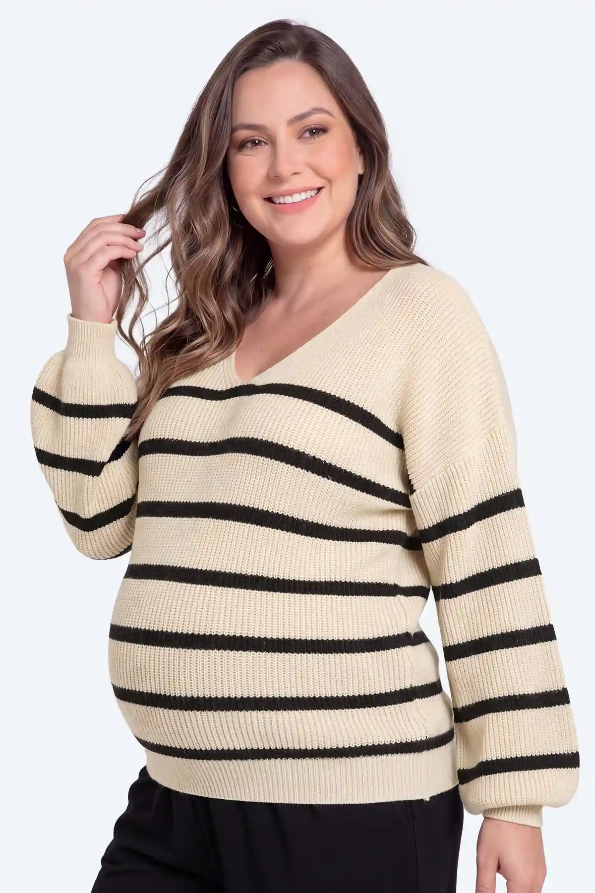 Striped Bow-Back Maternity Sweater