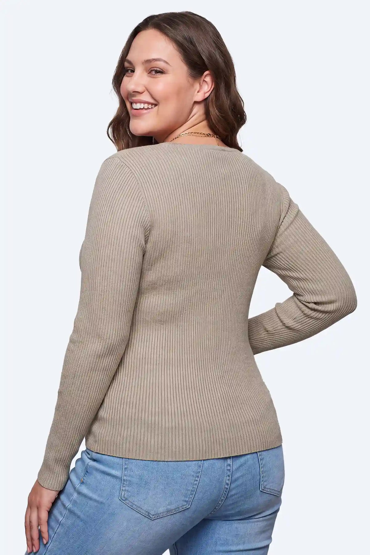 Maternity Scallop Trim V-Neck Ribbed Top