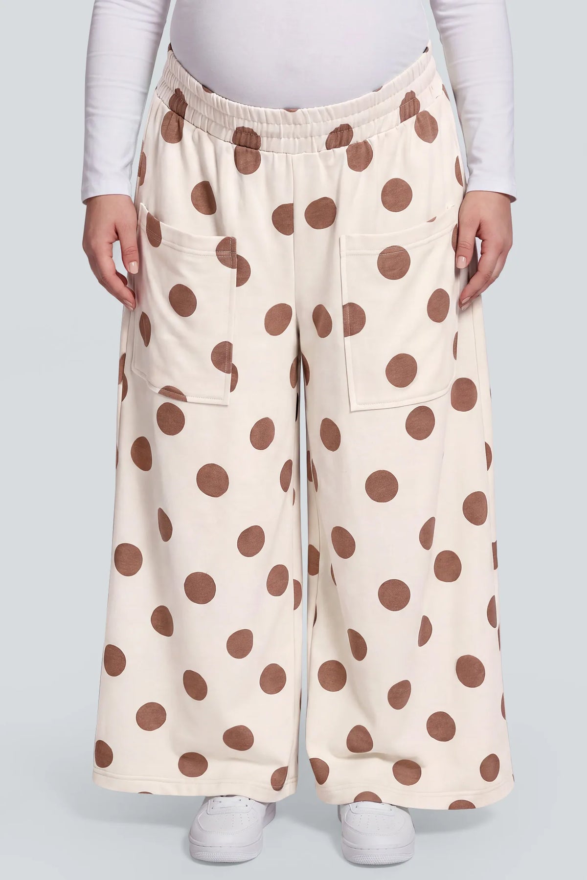 Polka Dot Wide-Leg Maternity Pants