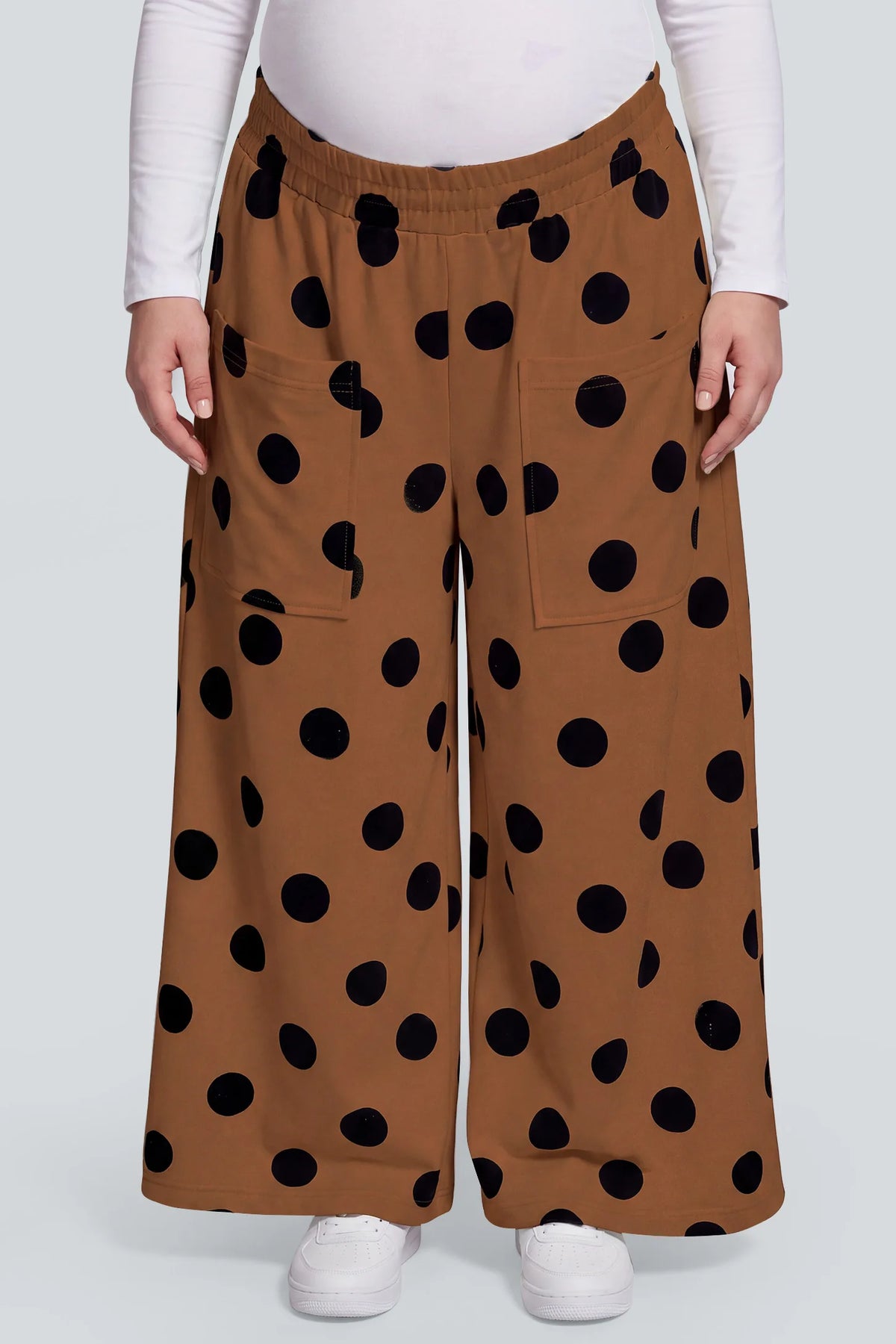Polka Dot Wide-Leg Maternity Pants