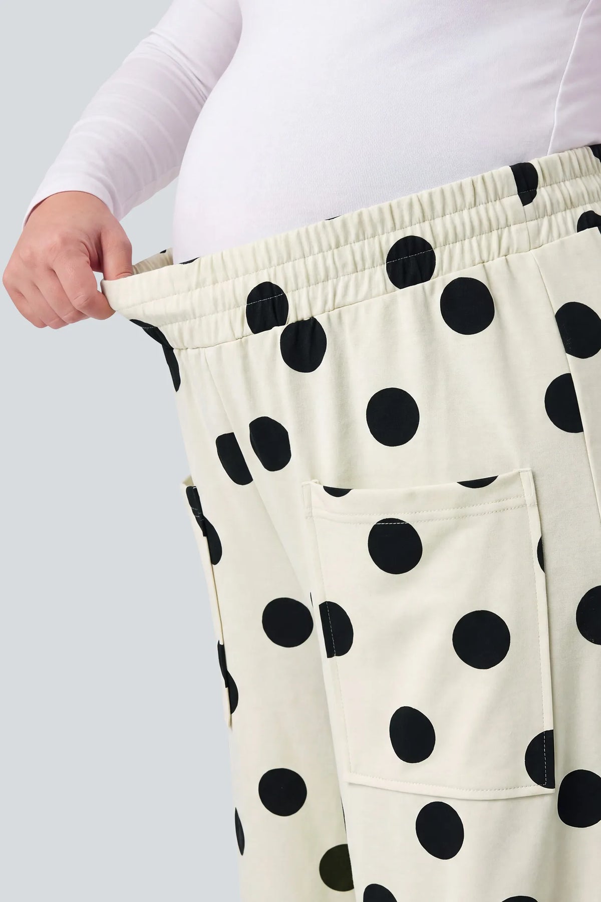 Polka Dot Wide-Leg Maternity Pants