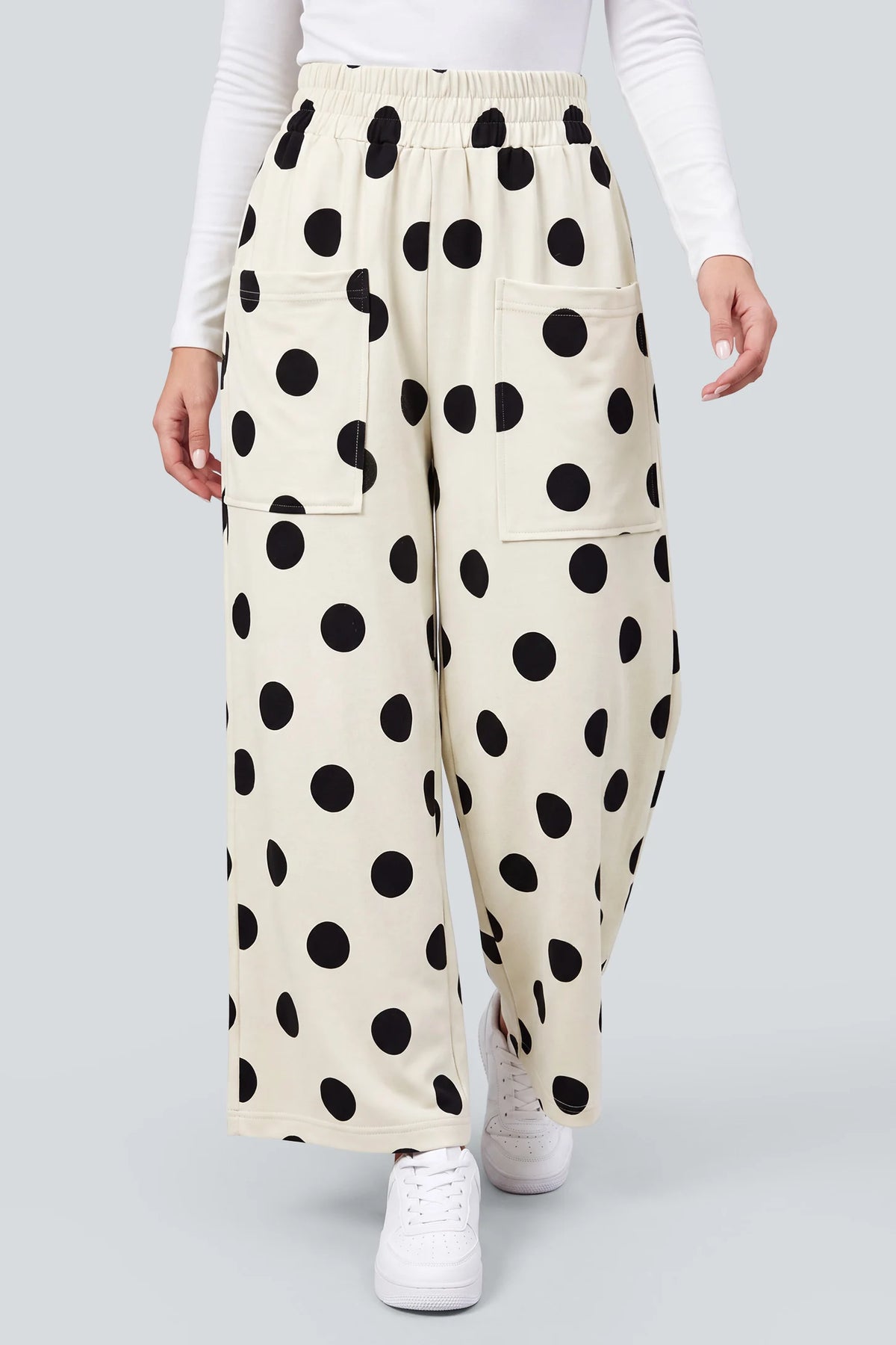 Polka Dot Wide-Leg Maternity Pants
