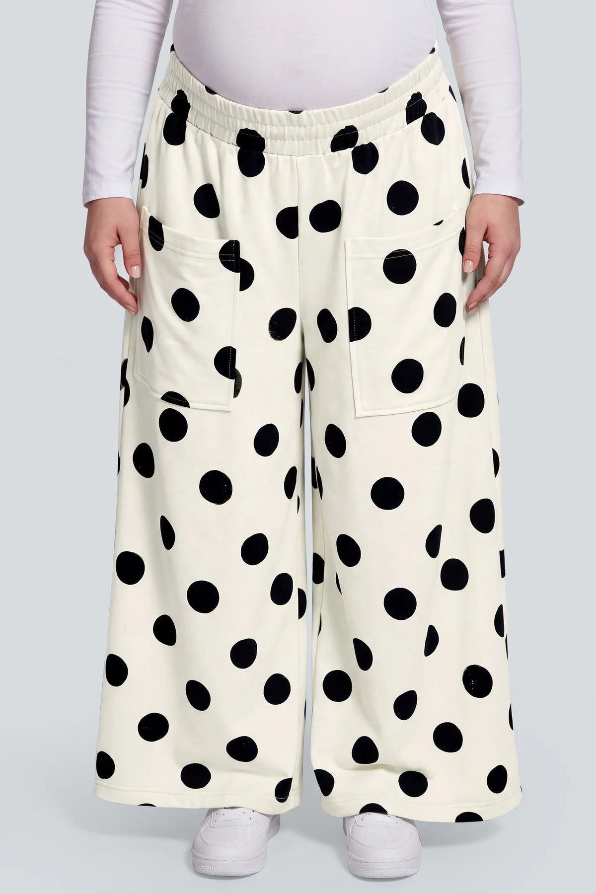 Polka Dot Wide-Leg Maternity Pants