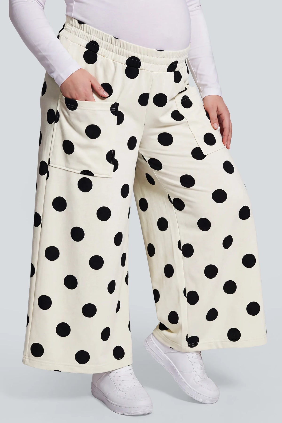 Polka Dot Wide-Leg Maternity Pants