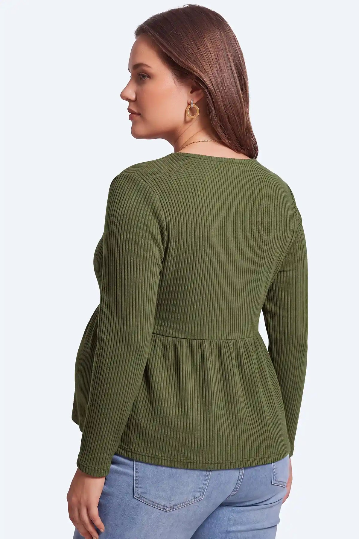 Ribbed Button-Front Maternity Top