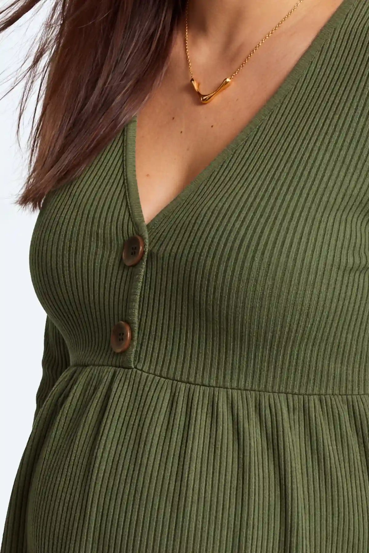 Ribbed Button-Front Maternity Top