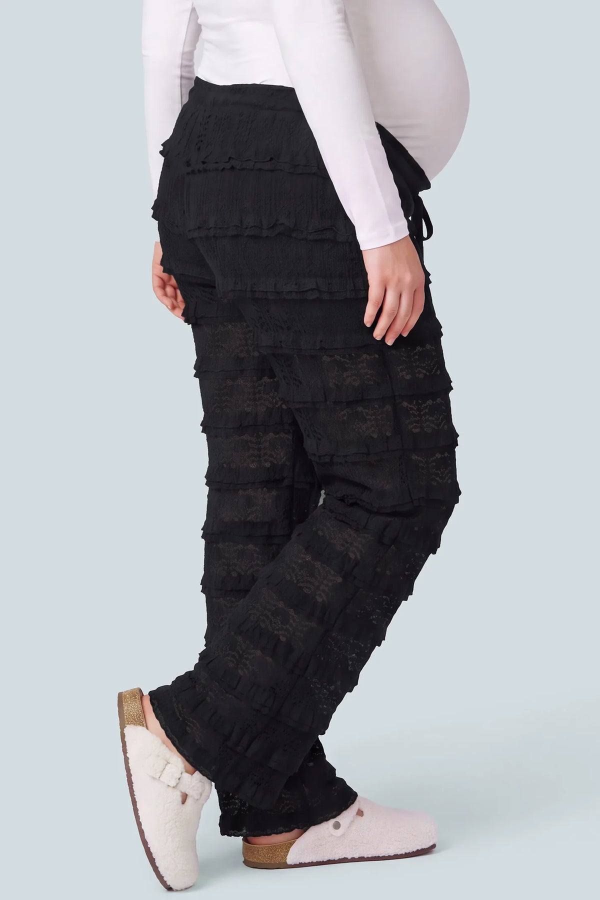 Lace Tiered Wide-Leg Maternity Pants