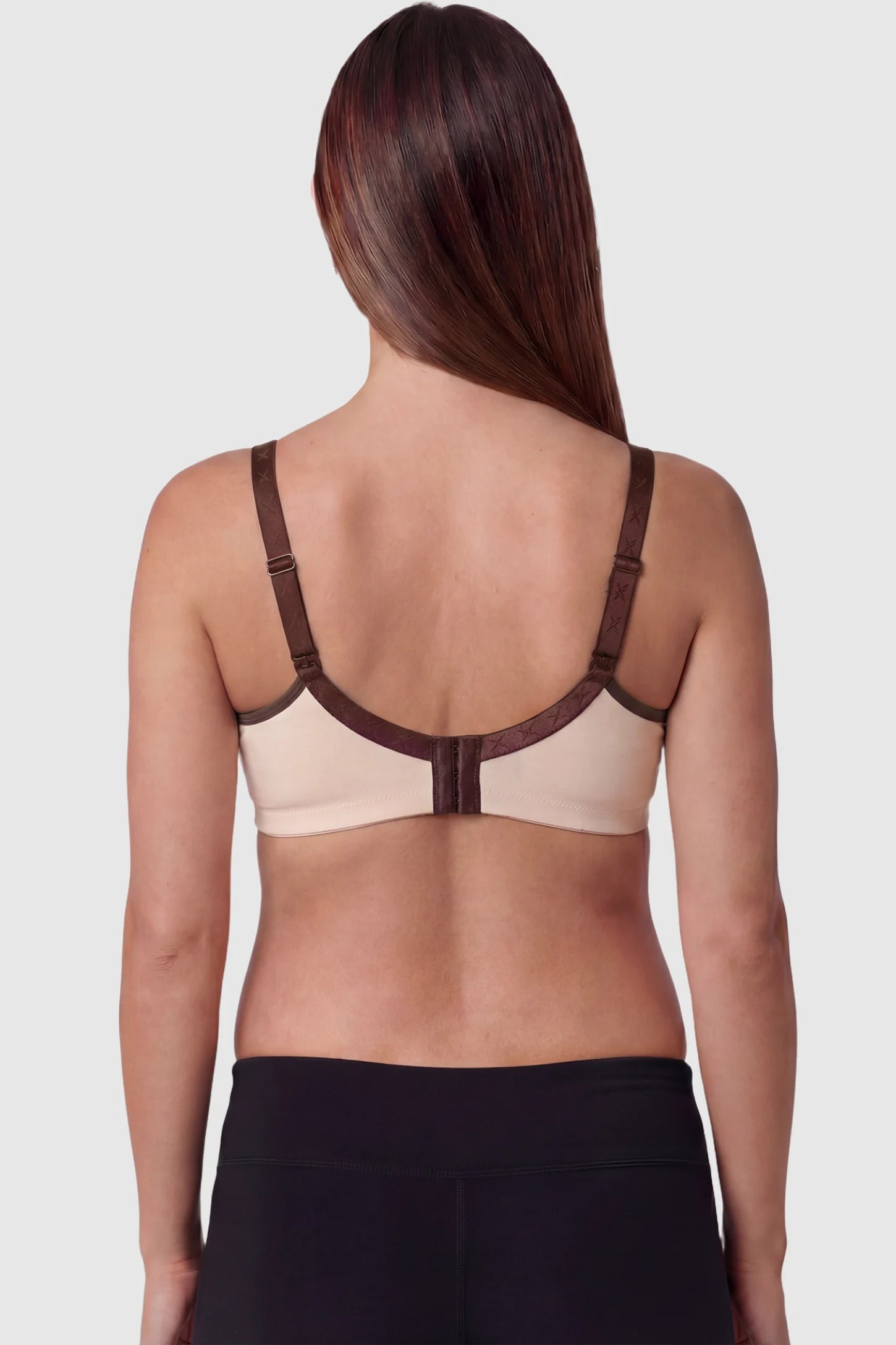 Clip-Down Seamless Nursing Bra Clip-Down Seamless Nursing Bra in skin tone featuring adjustable straps on pregnant model.