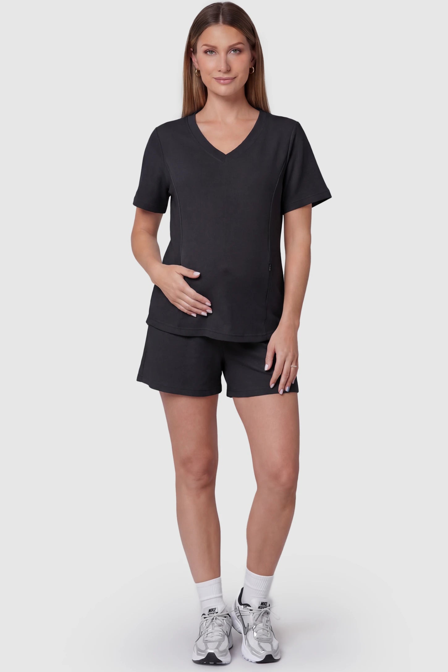 Soft Stretch Short Sleeve Maternity & Nursing Lounge Set